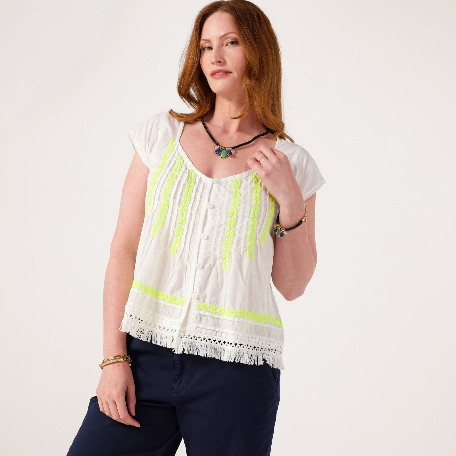Handprint Dream Thalassa Embroidered Top