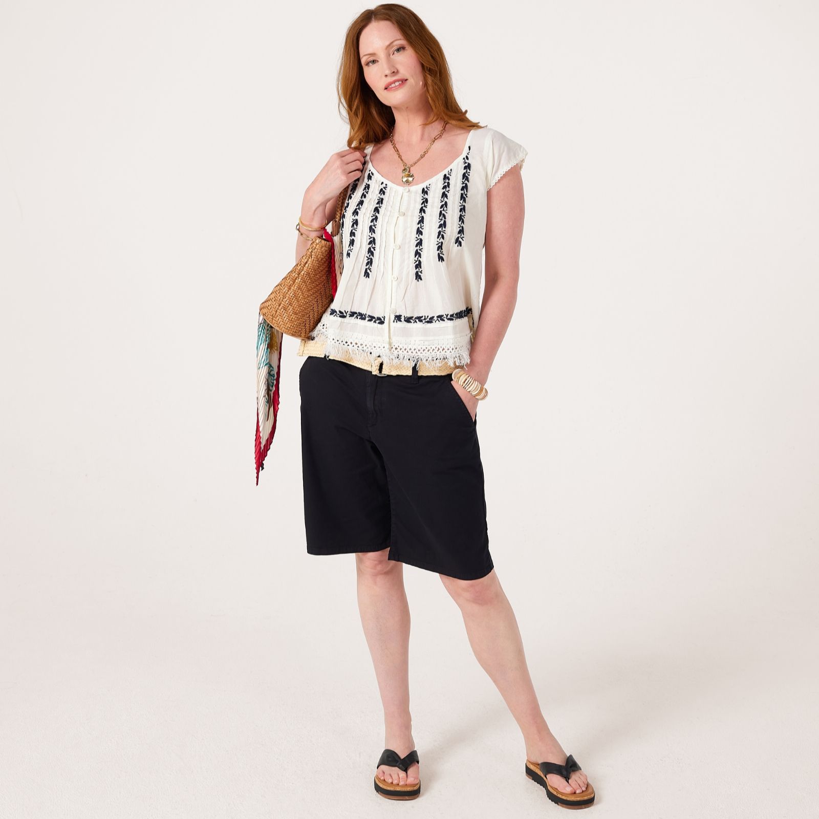 Handprint Dream Thalassa Embroidered Top