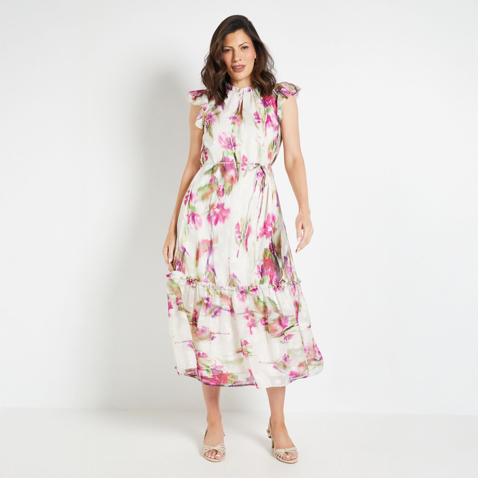 Wallis Floral Ruffle Midi Dress