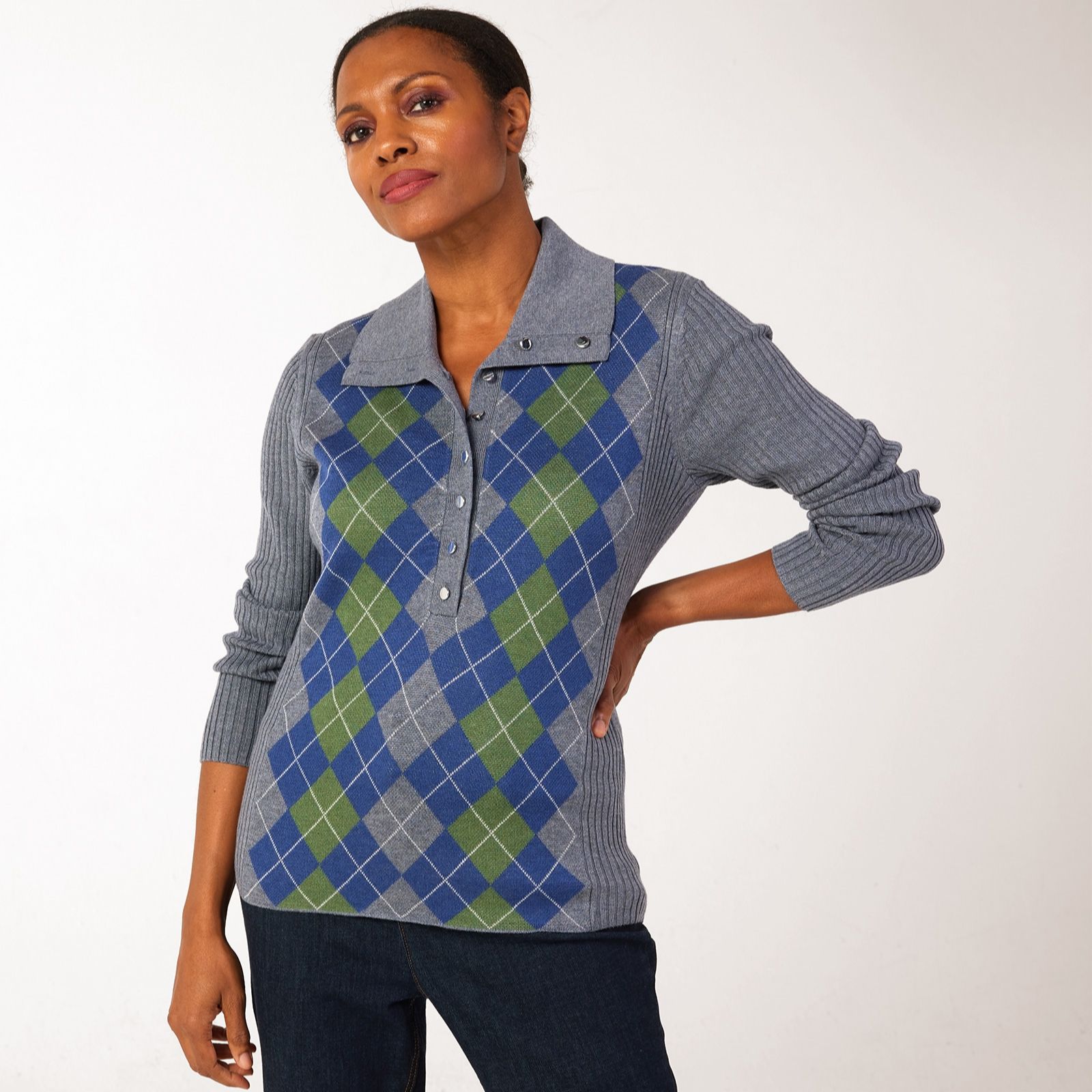 Ruth Langsford Argyle Pattern Collared Jumper