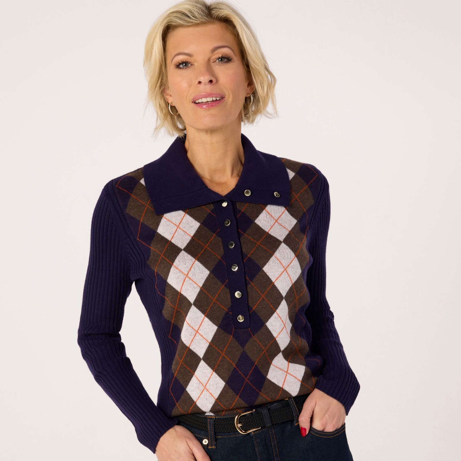 Ruth Langsford Argyle Pattern Collared Jumper