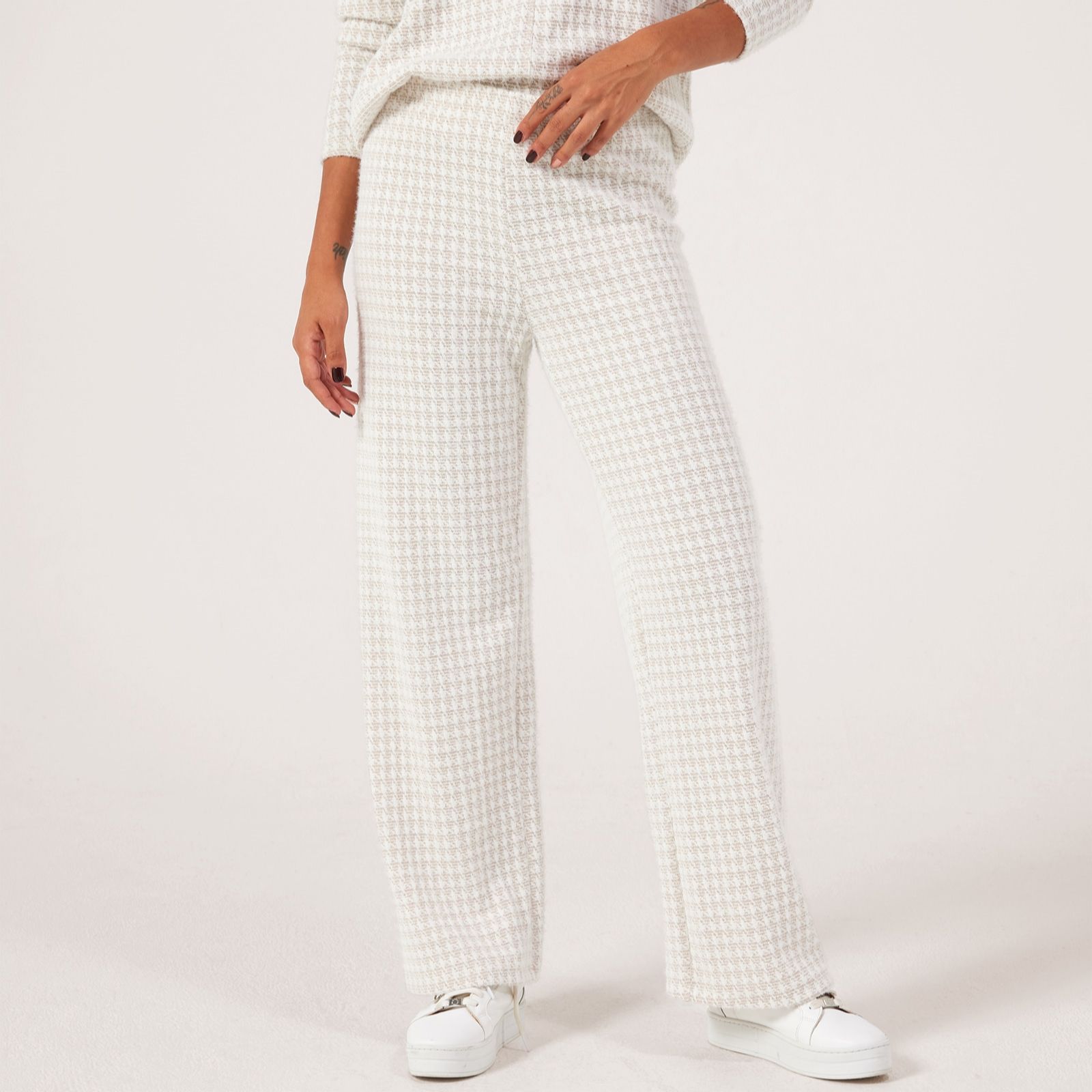 Kim & Co Houndstooth Sweater Jaquard Kati Straight Standard Trousers
