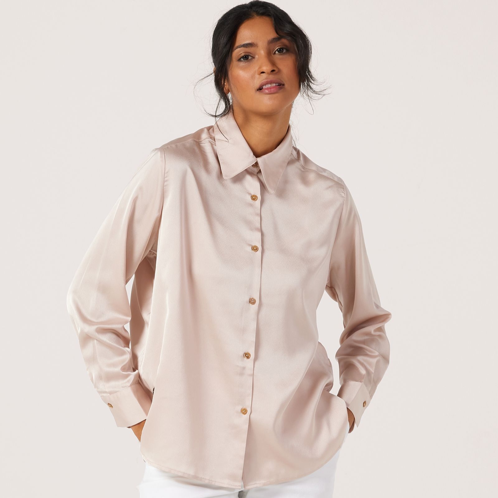 Malissa J Satin Shirt With Wide Cuffs