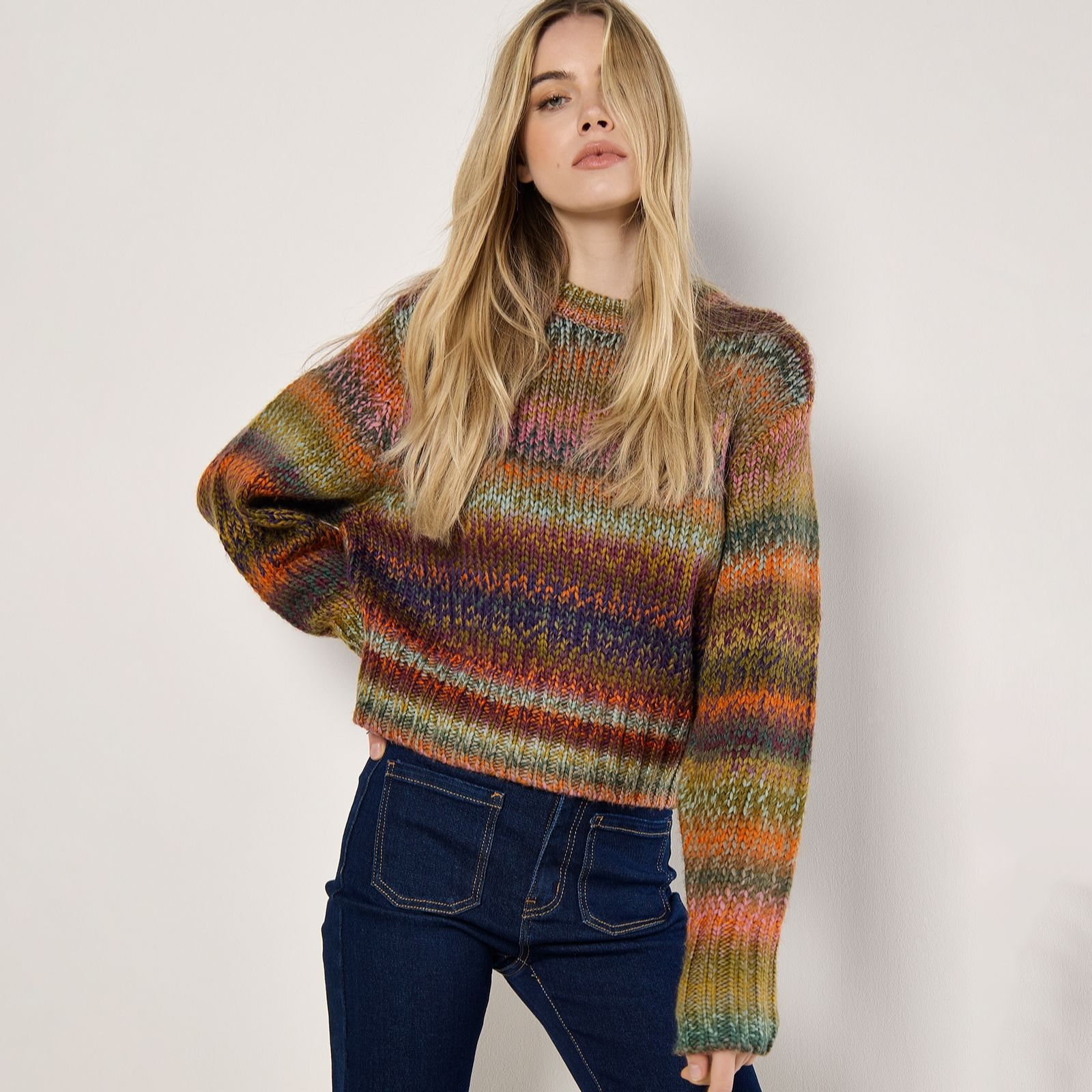 Apricot Chunky Knit Multi Col Jumper