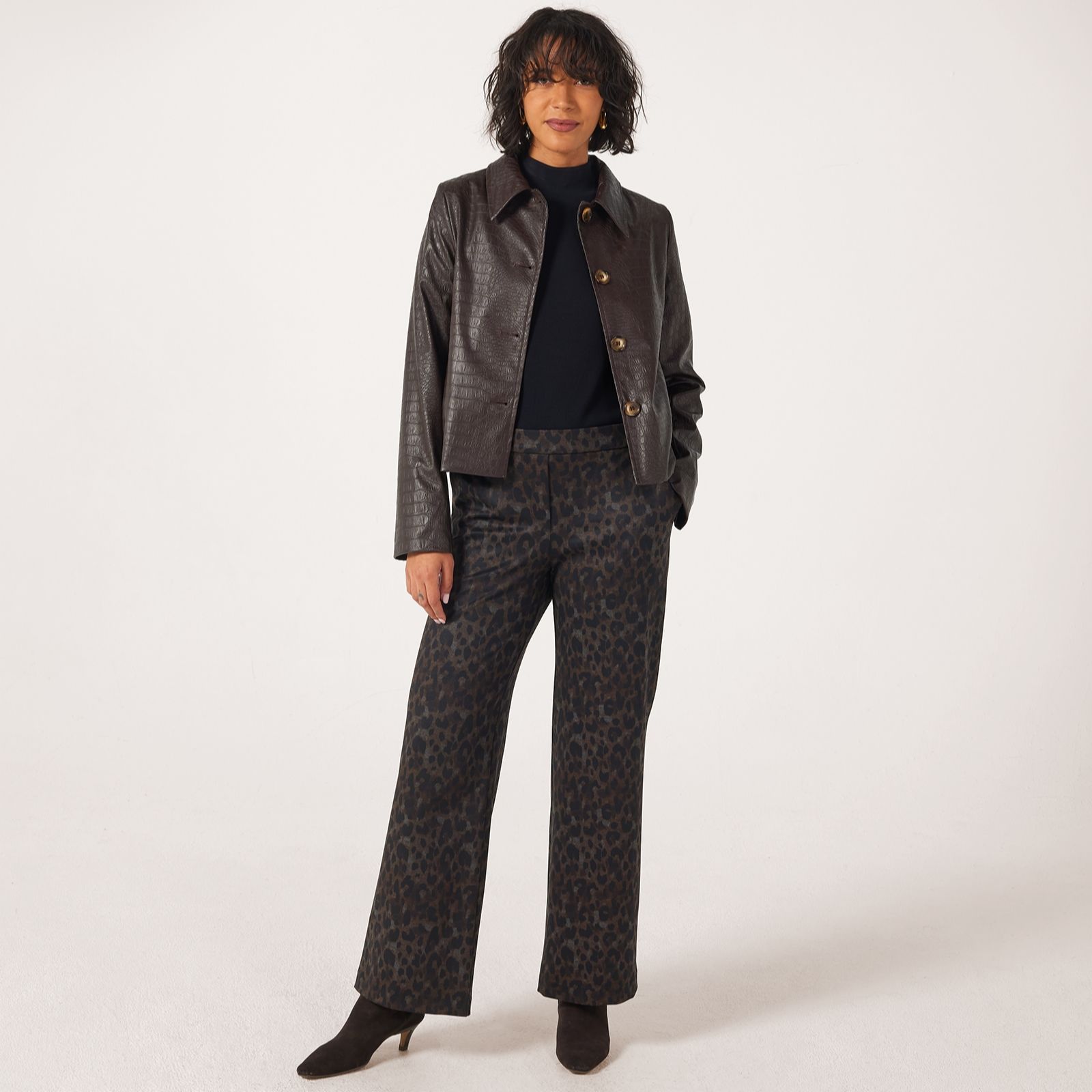Helene Berman Mock Croc Leather Effect Cropped Jacket