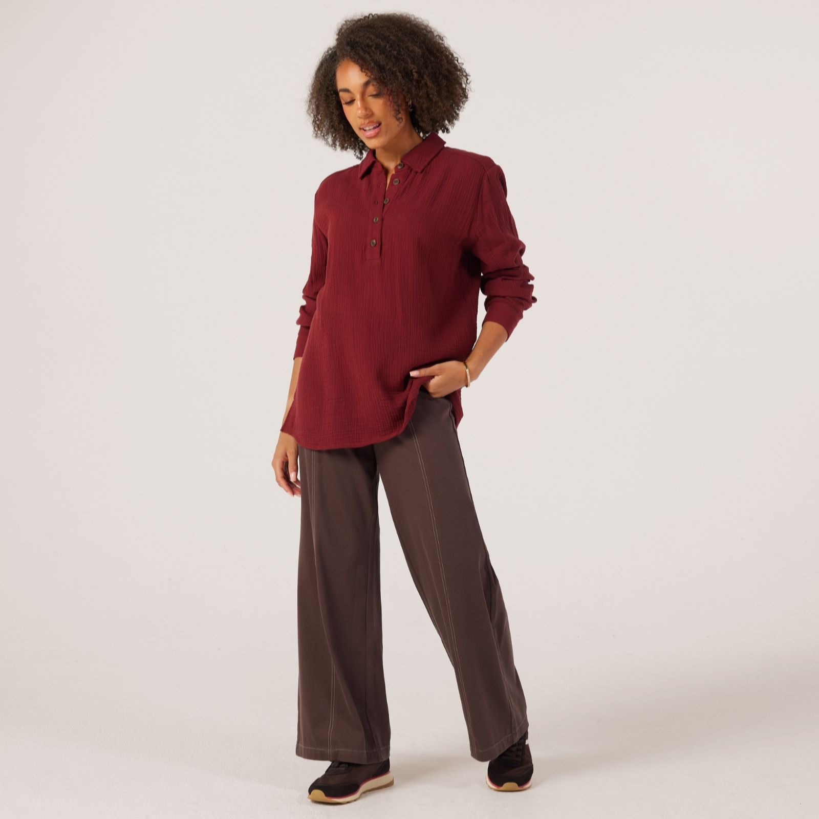 Denim & Co Textured Cotton Shirt