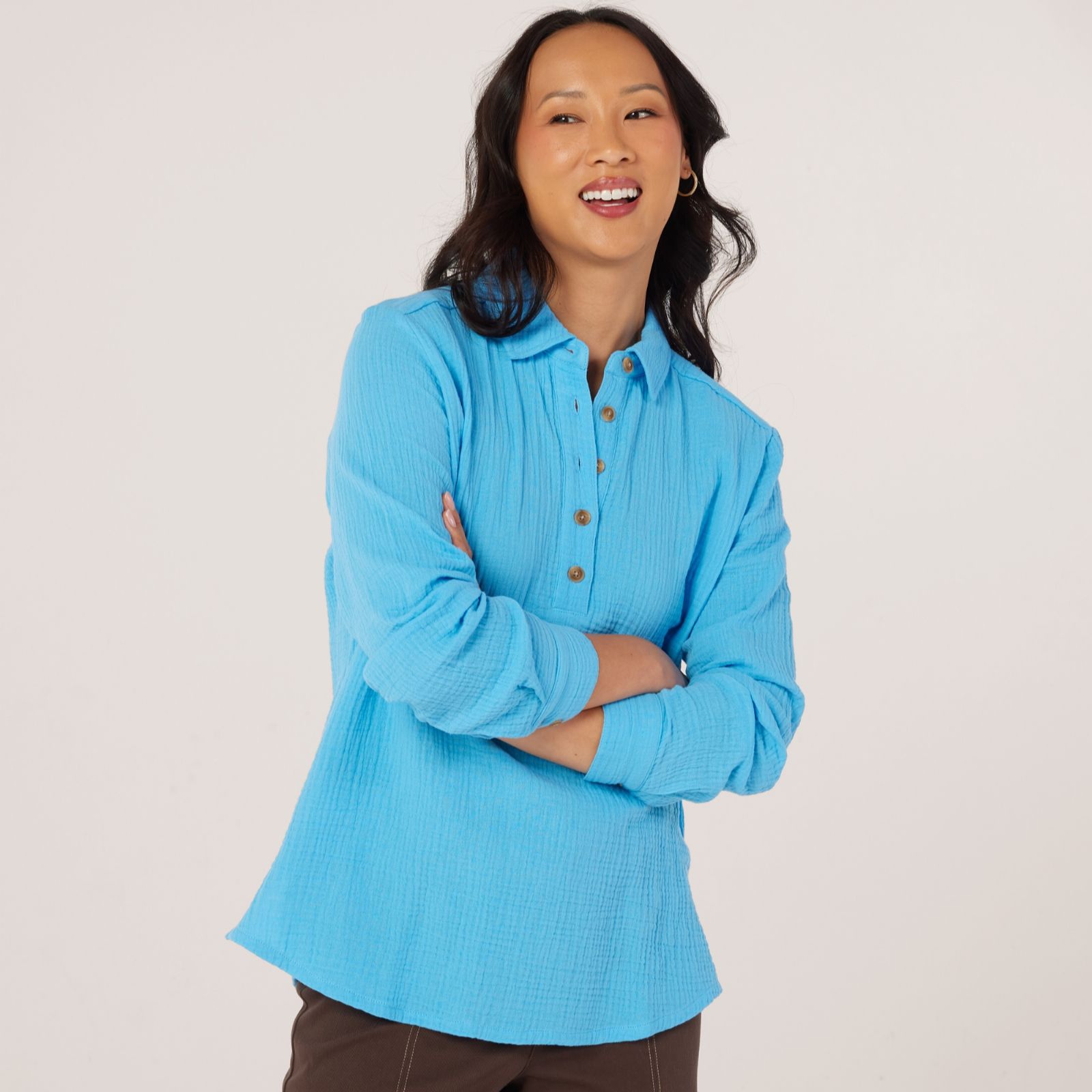 Denim & Co Textured Cotton Shirt