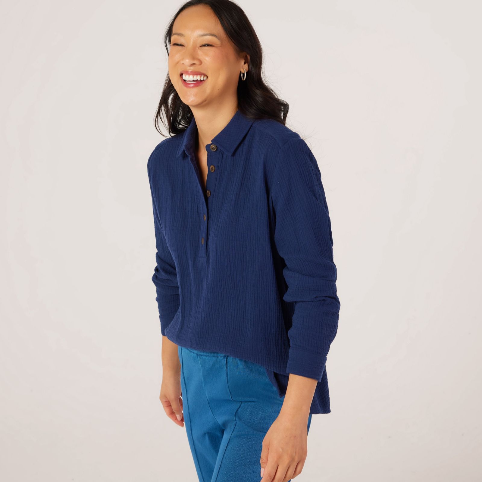 Denim & Co Textured Cotton Shirt