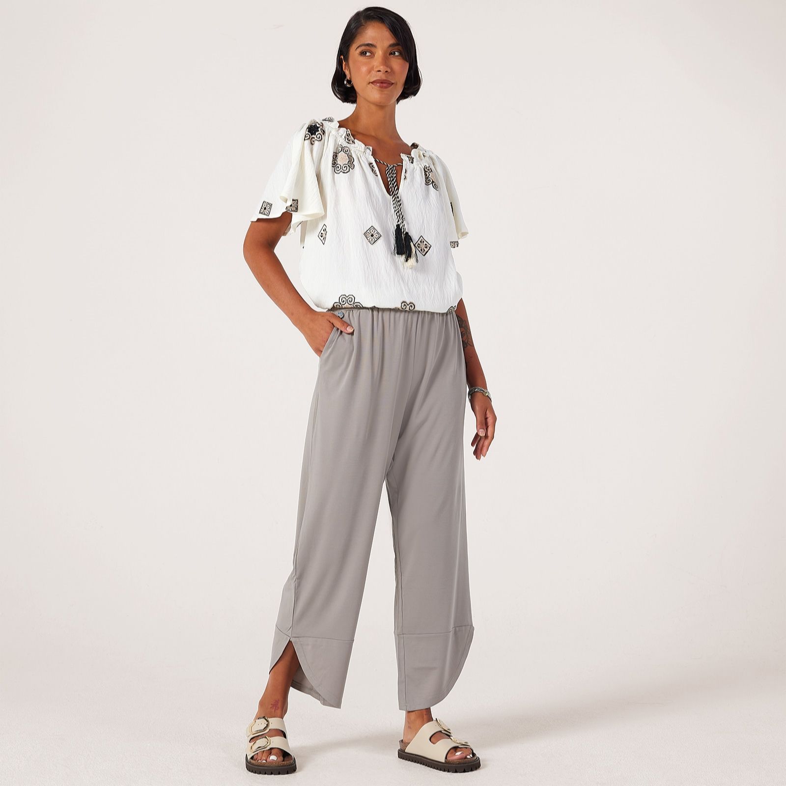 Malissa J Jersey Tulip Shape Ankle Length Trousers