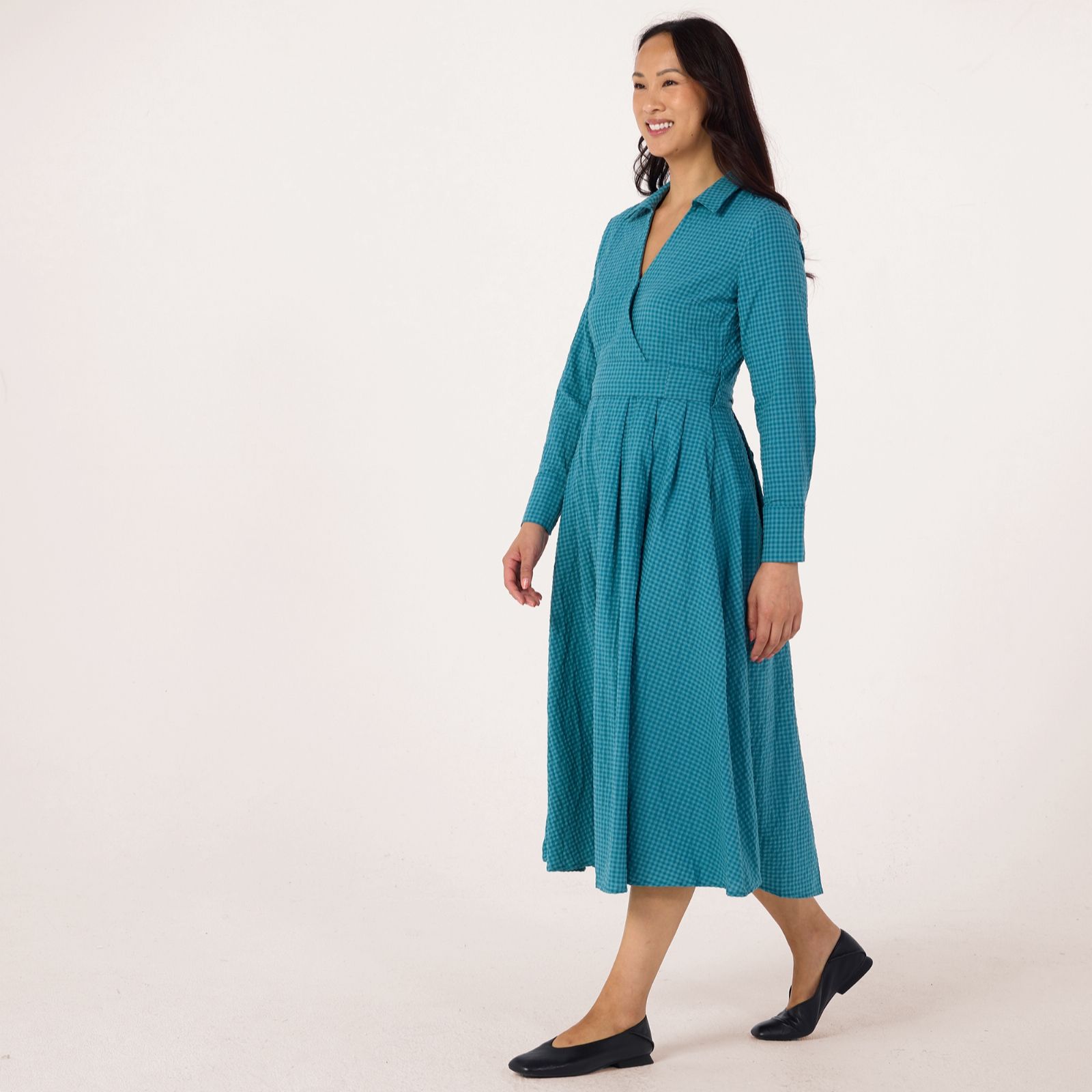 Izabel London Tie Waist Fit & Flare Check Dress