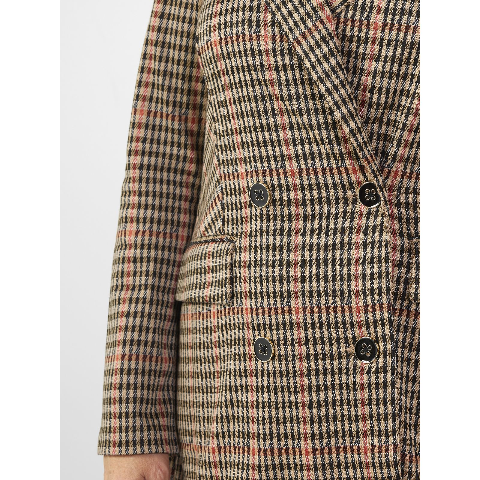 Nina Leonard Double Breasted Plaid Blazer - QVC UK