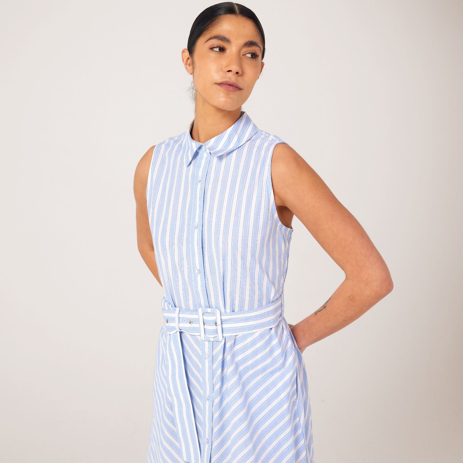 Ben de Lisi Sleeveless Stripe Shirt Dress Petite - QVC UK