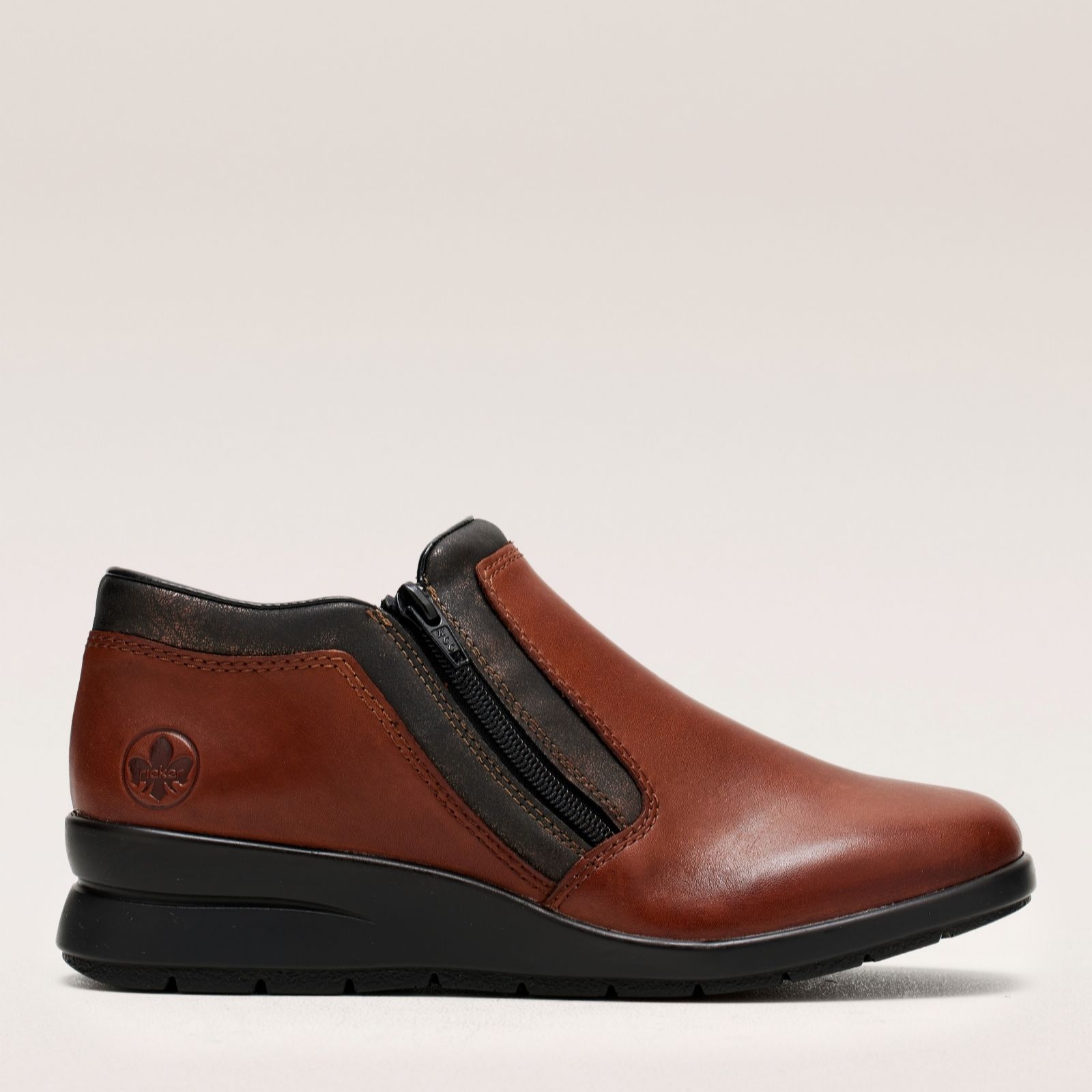 Outlet Rieker Zip Wedge Leather Shoe