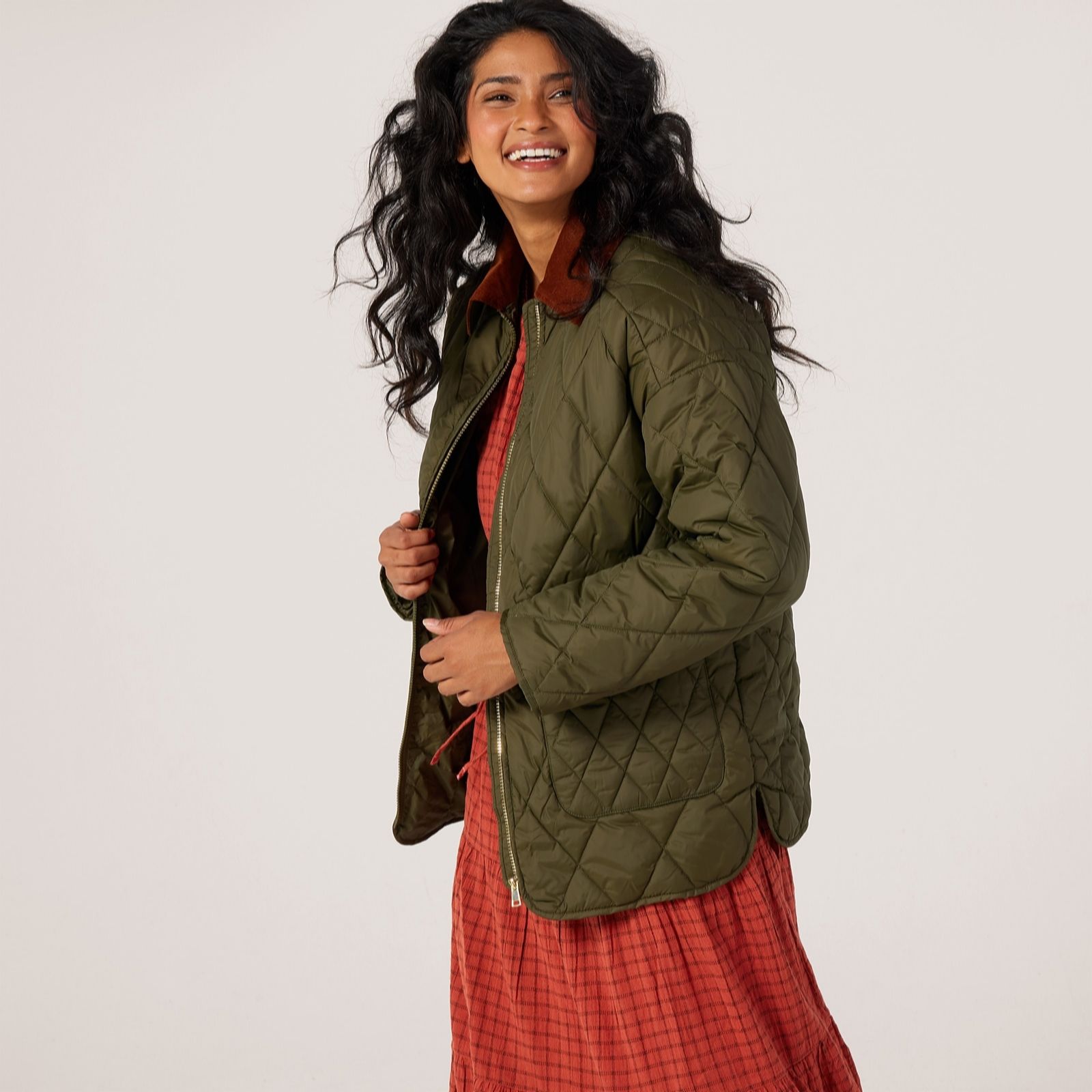 Centigrade Contrast Collar Quilted Jacket