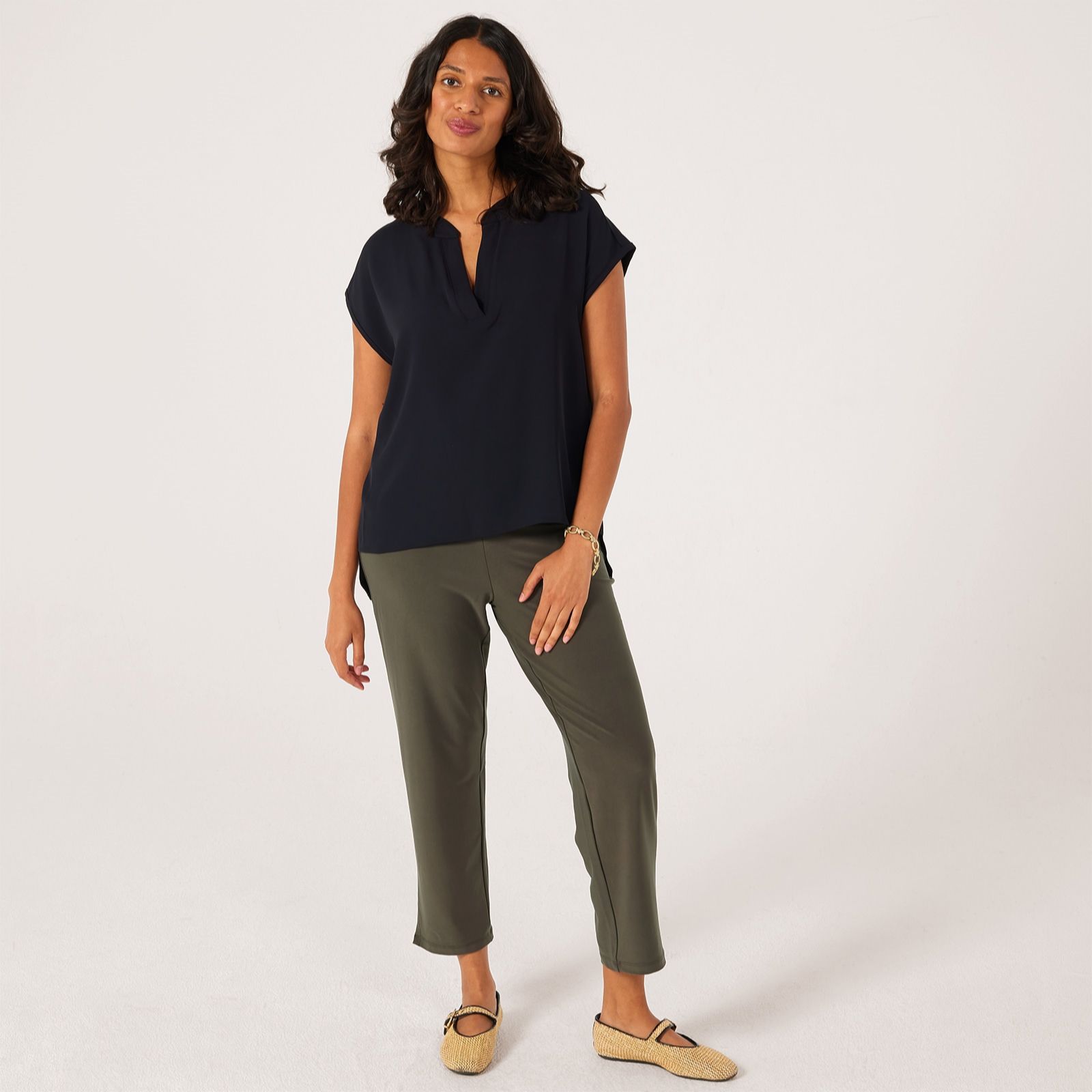 Kim & Co Silky Twill High-Low Sleeveless Top