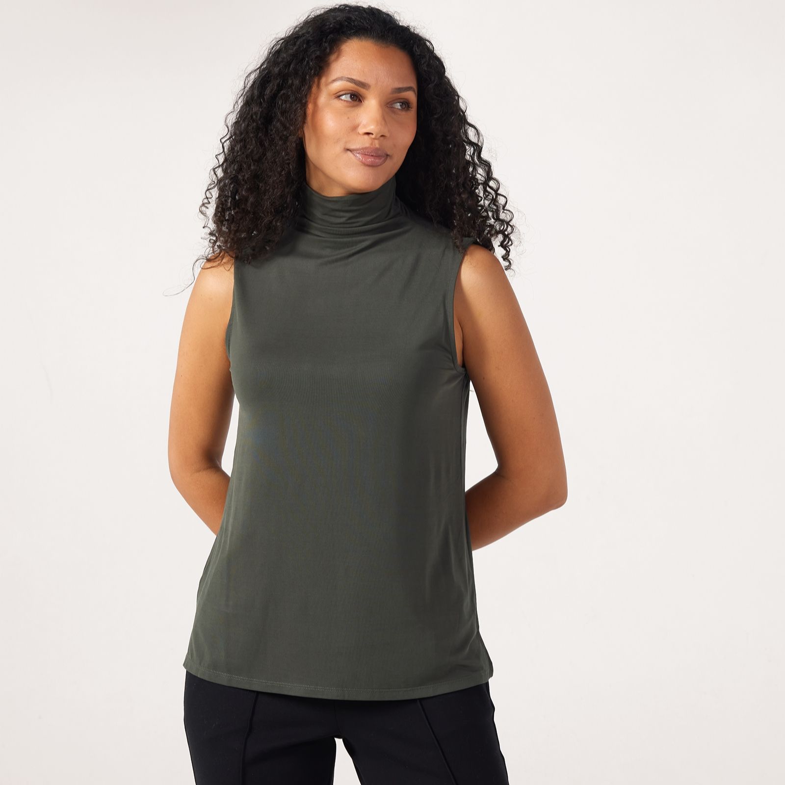 MarlaWynne Peached Jersey Sleeveless Mock Neck