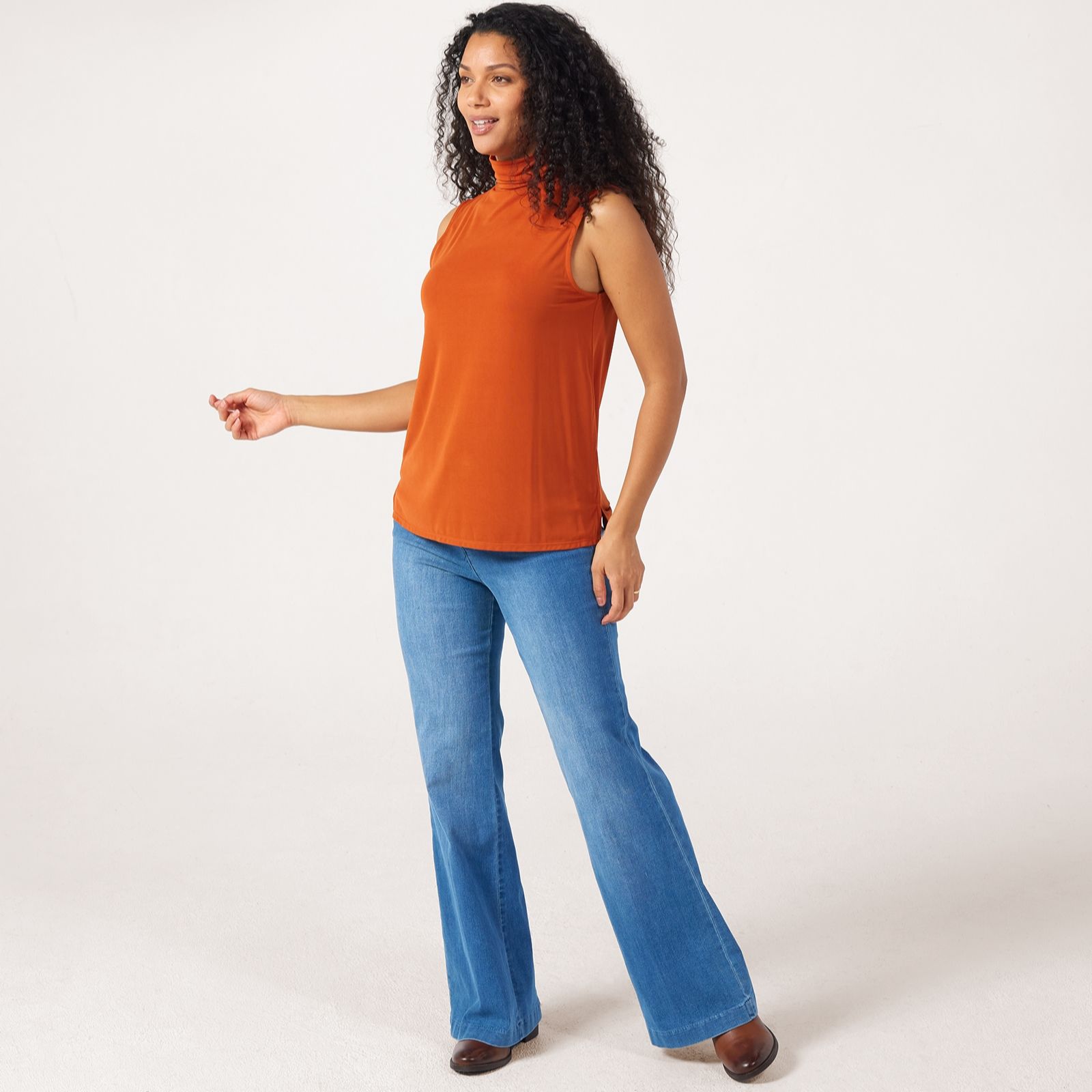 MarlaWynne Peached Jersey Sleeveless Mock Neck