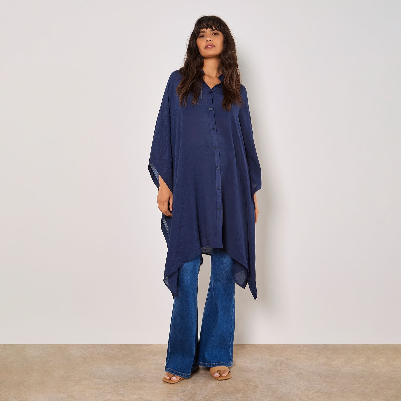 Apricot Slub Shimmer Kaftan Oversized Shirt