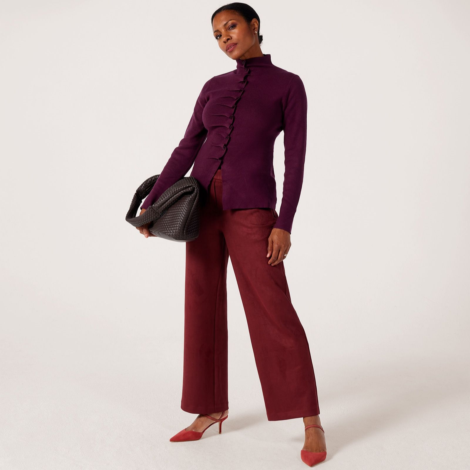 Helene Berman Faux Suede Trouser with Elasticated Waist