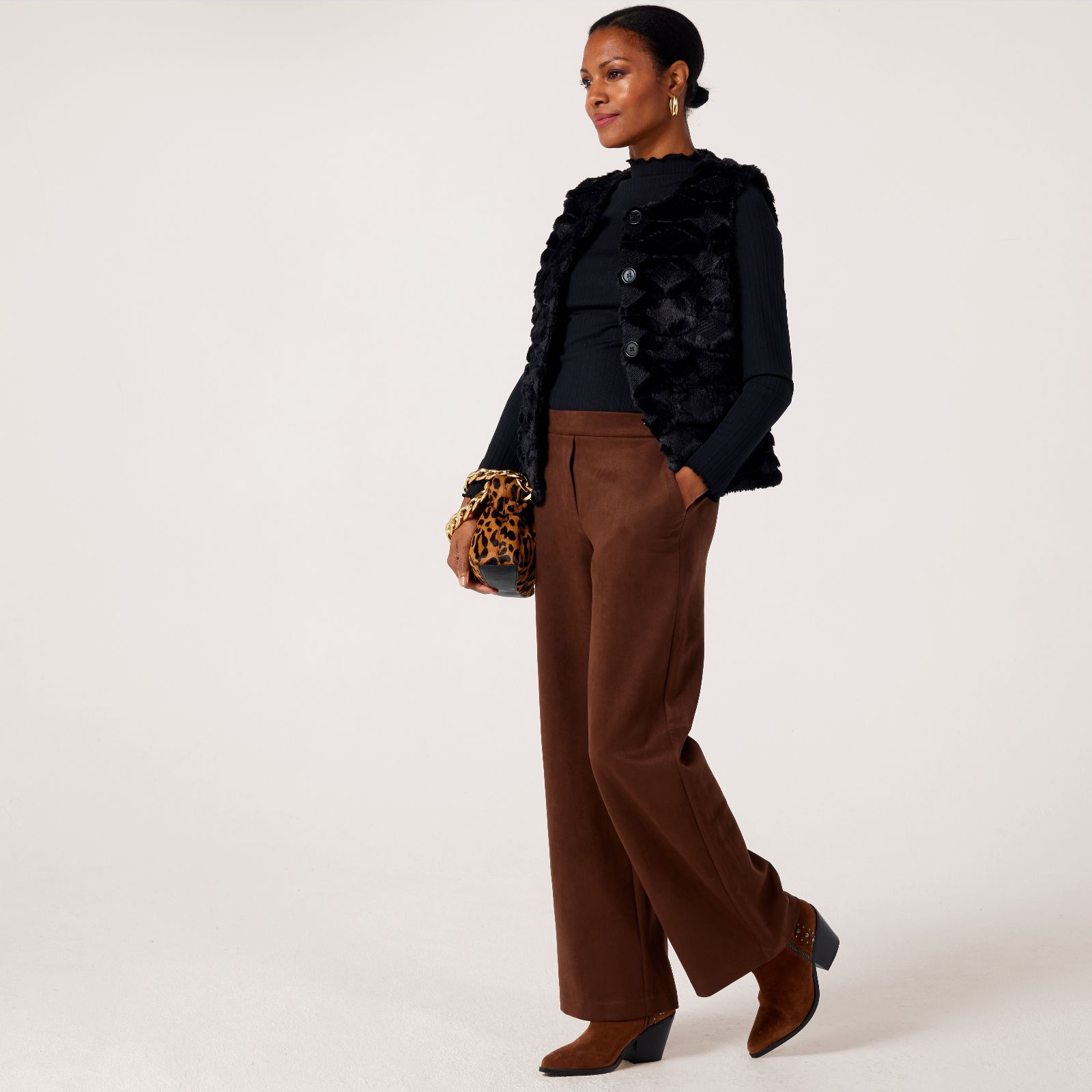 Helene Berman Faux Suede Trouser with Elasticated Waist