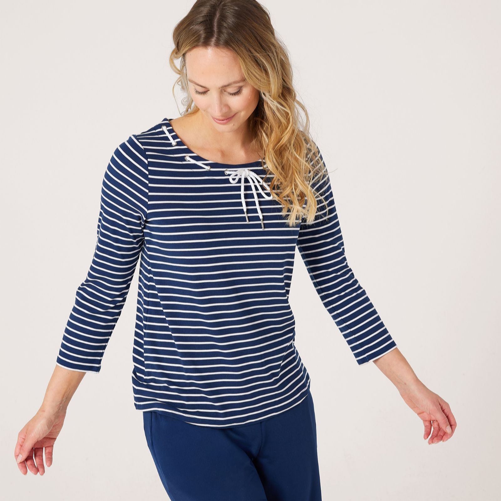 Cuddl Duds Flexwear Top with Drawcord Detail