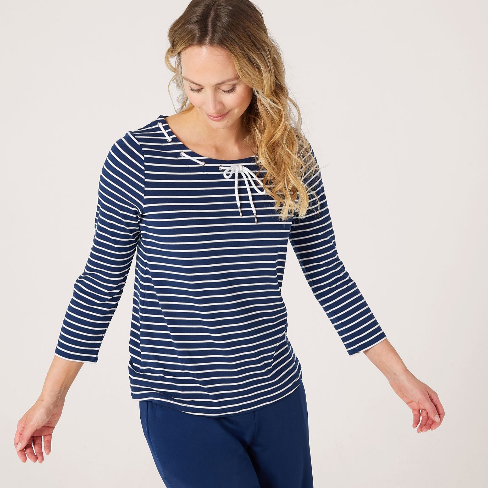 Cuddl Duds Flexwear Top with Drawcord Detail