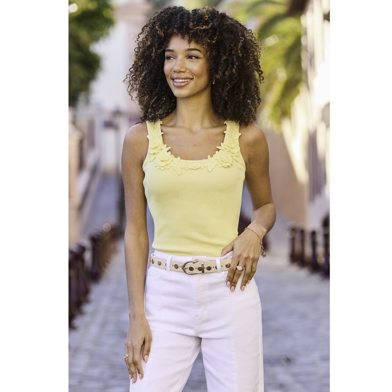 Sosandar Floral Embroided Jersey Vest Top