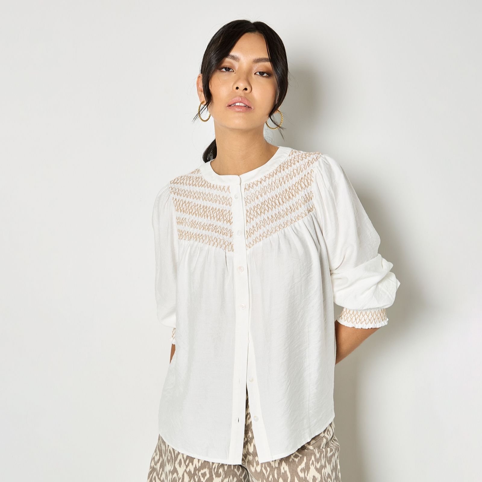 Apricot Wavy Stitch Blouse