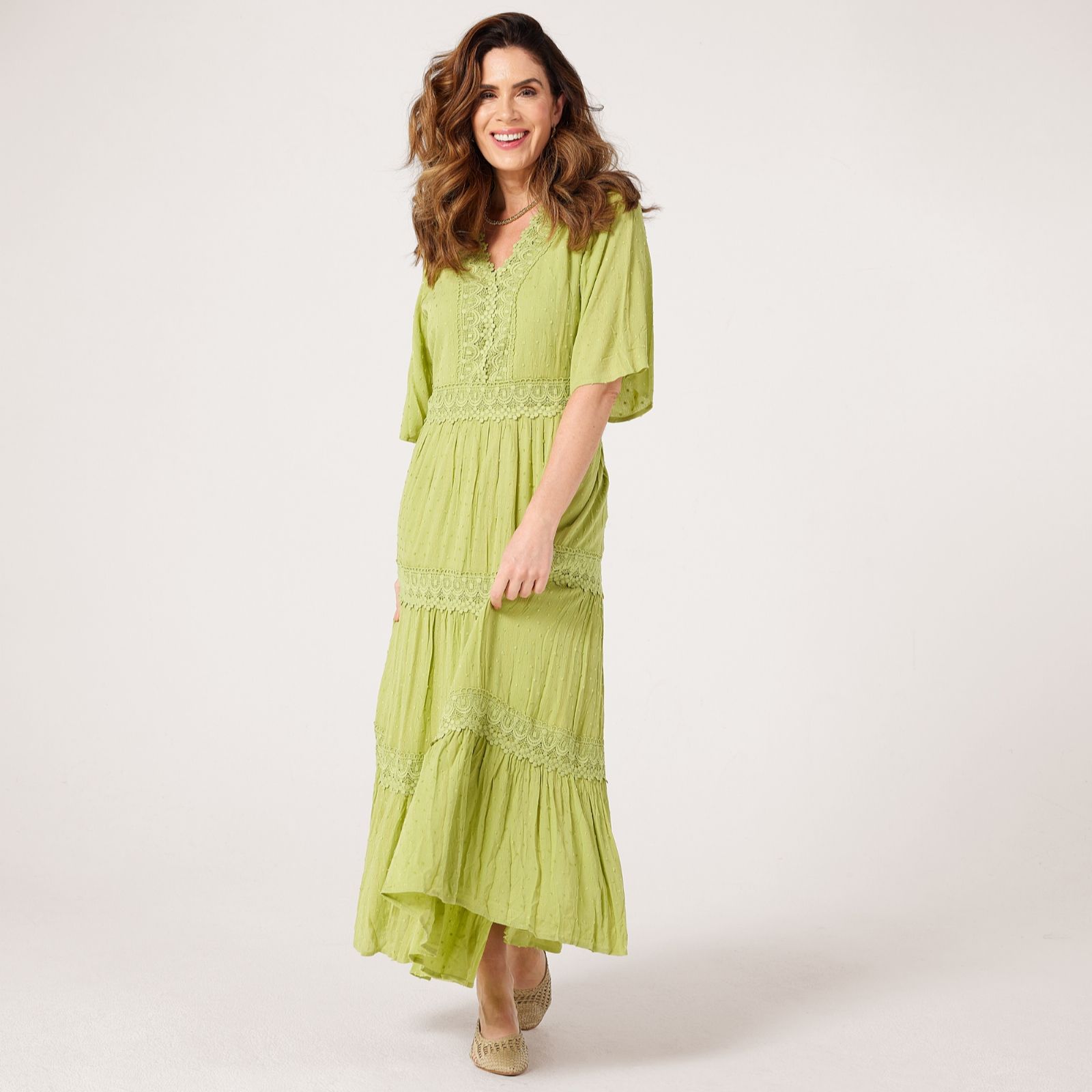 Izabel London Lace Detail Tiered Dress