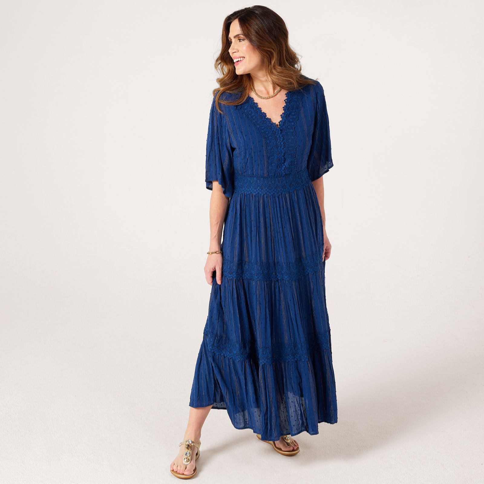 Izabel London Lace Detail Tiered Dress