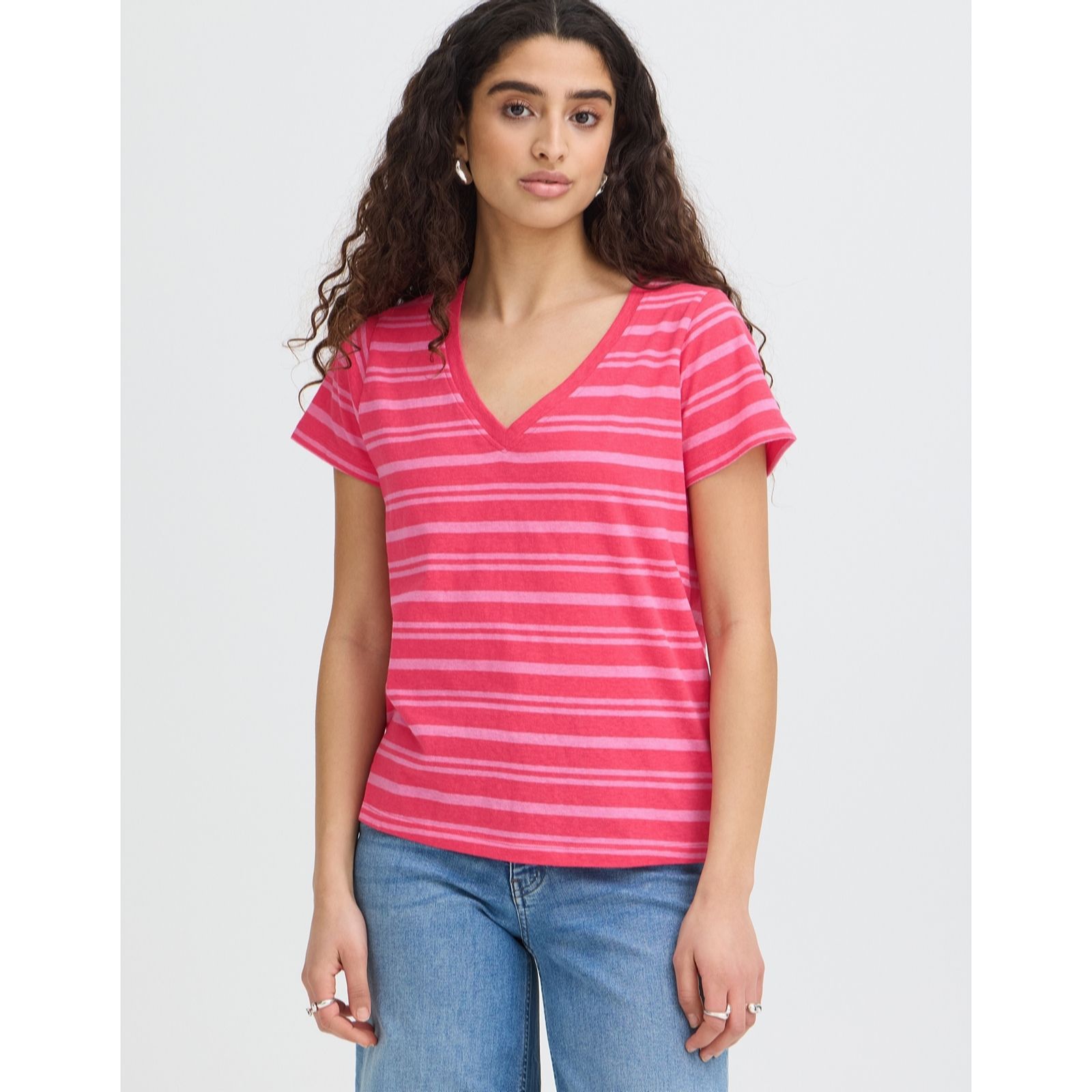 ICHI Yulietta V-Neck Short Sleeve Printed T-shirt