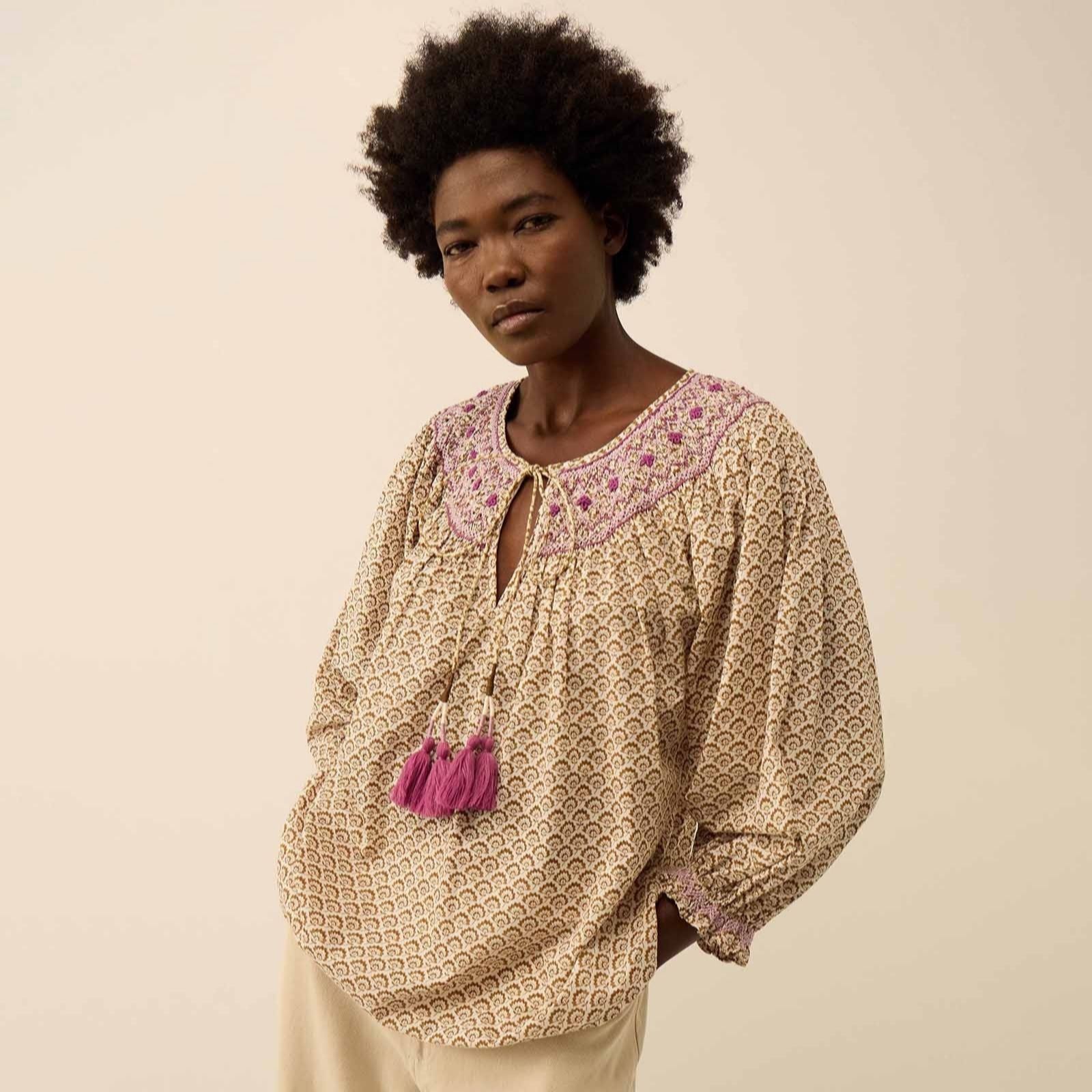  East Alina Floral Printed Smocking Top