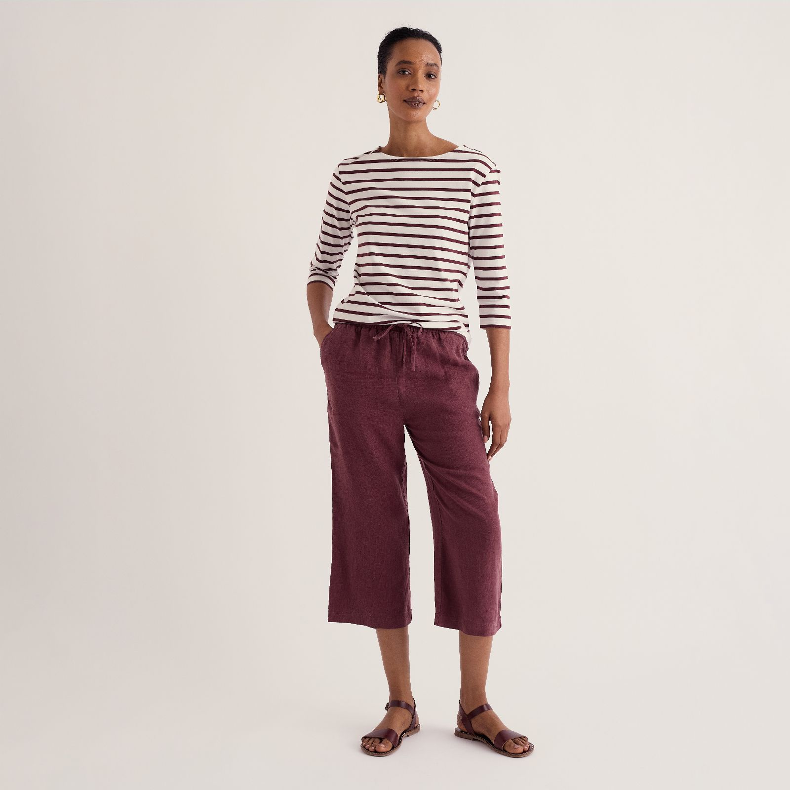 Seasalt Cornwall Linen Tide Flow Cropped Trousers Standard