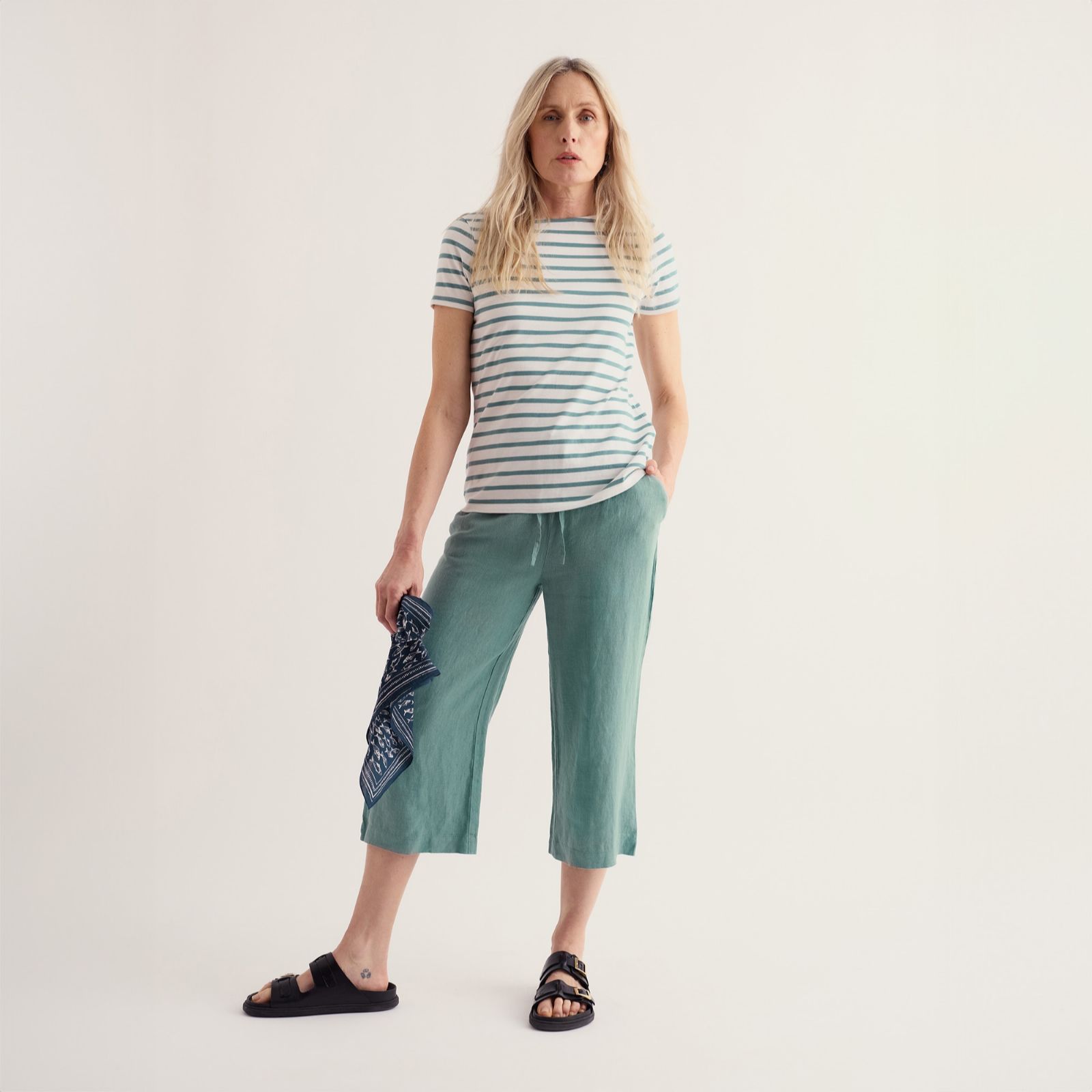 Seasalt Cornwall Linen Tide Flow Cropped Trousers Standard
