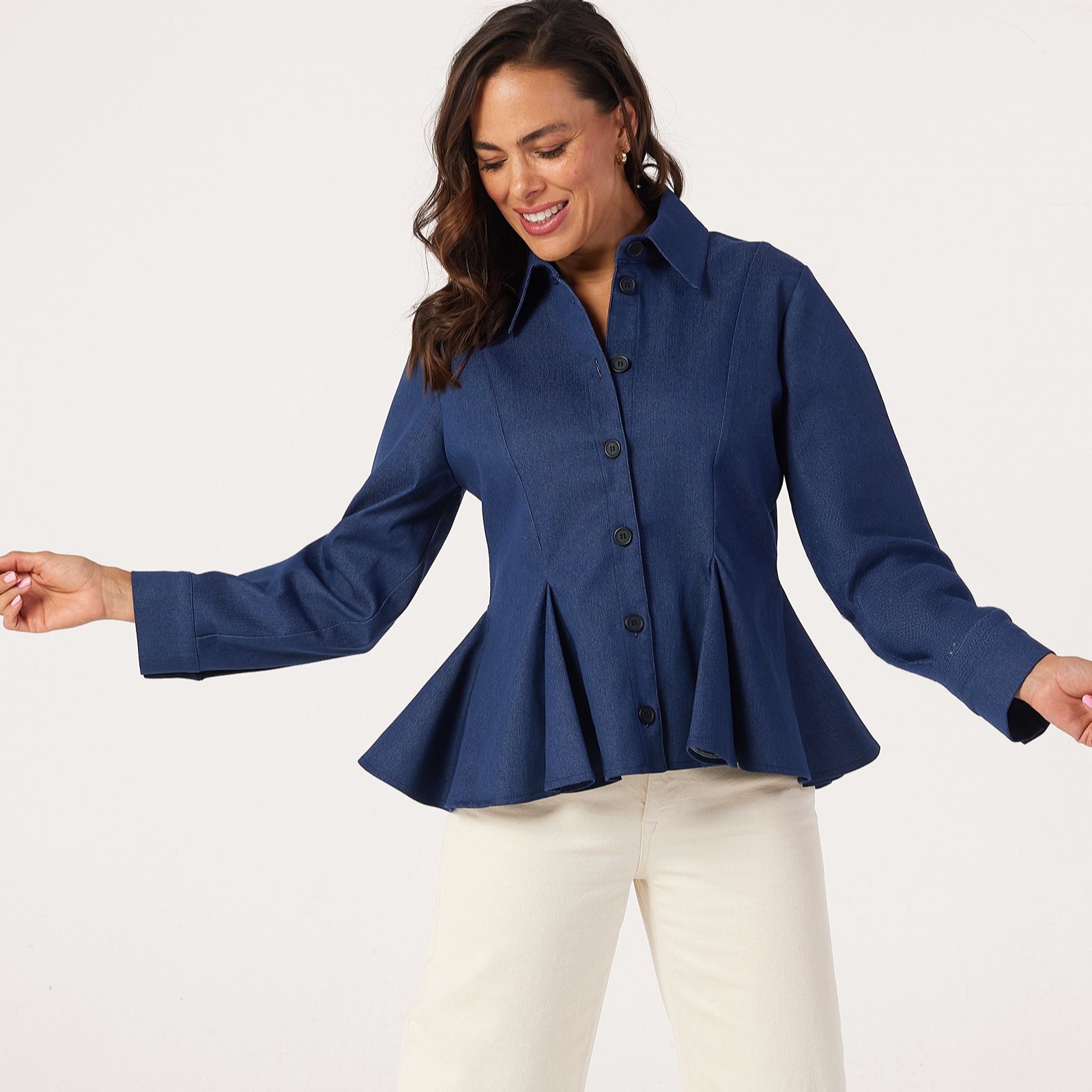 Helene Berman Denim Frill Jacket