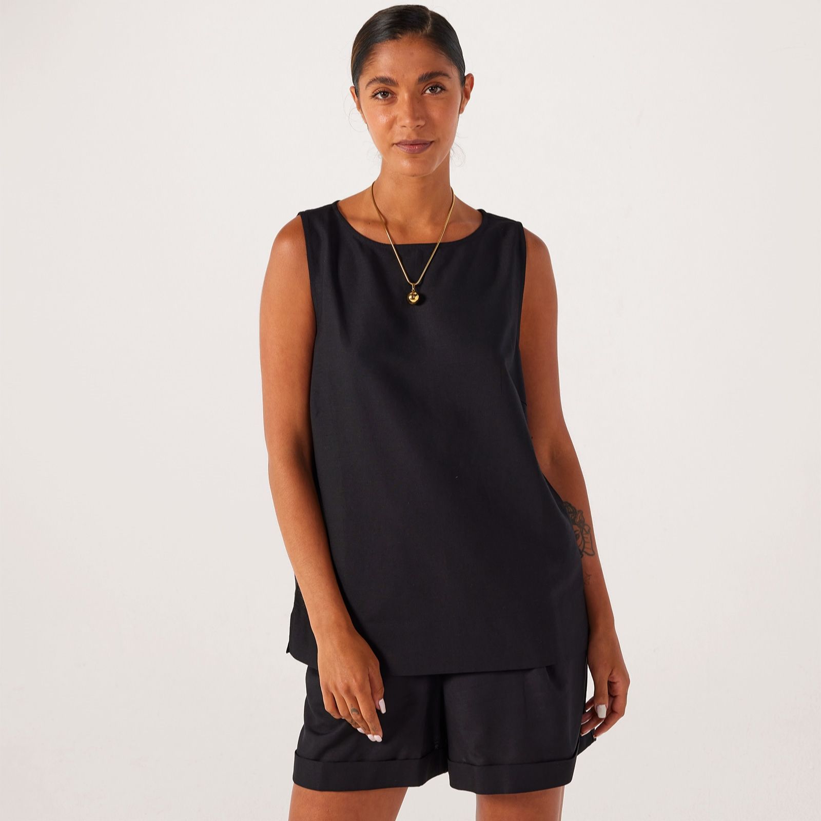 Denim & Co. Linen Blend Sleeveless Top