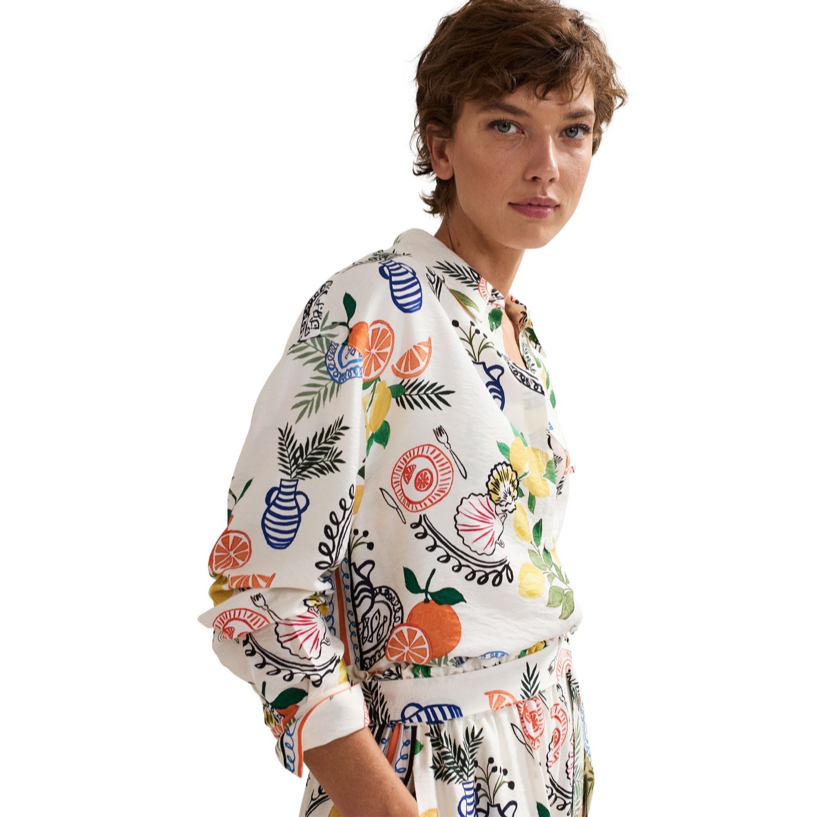 Phase Eight Zeliha Sicilian Postcard Print Shirt