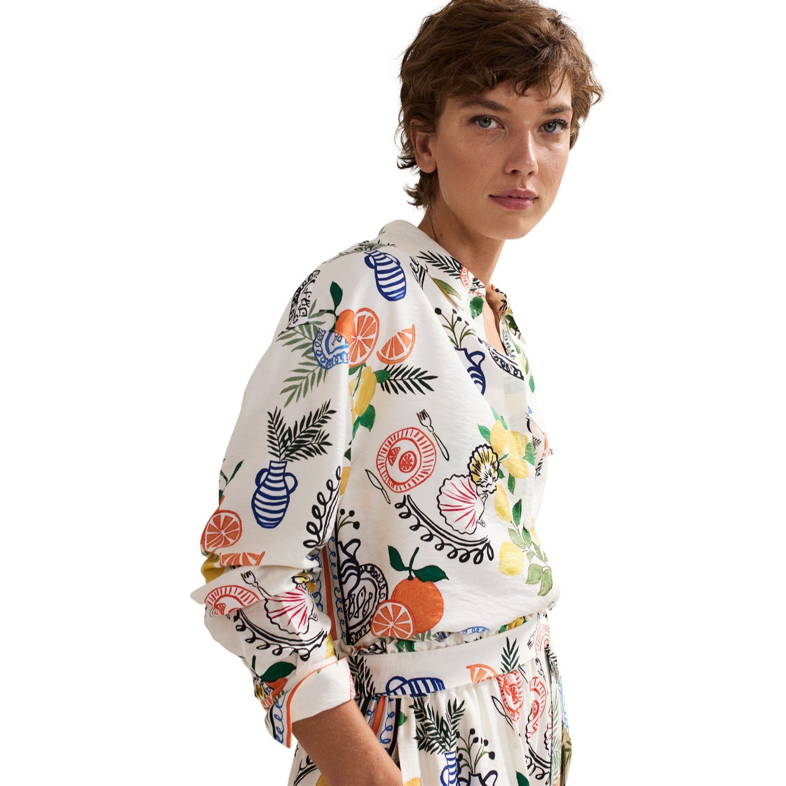 Phase Eight Zeliha Sicilian Postcard Print Shirt