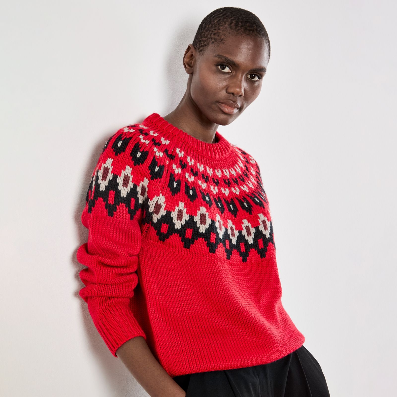 Apricot Fairisle Crew Neck Jumper