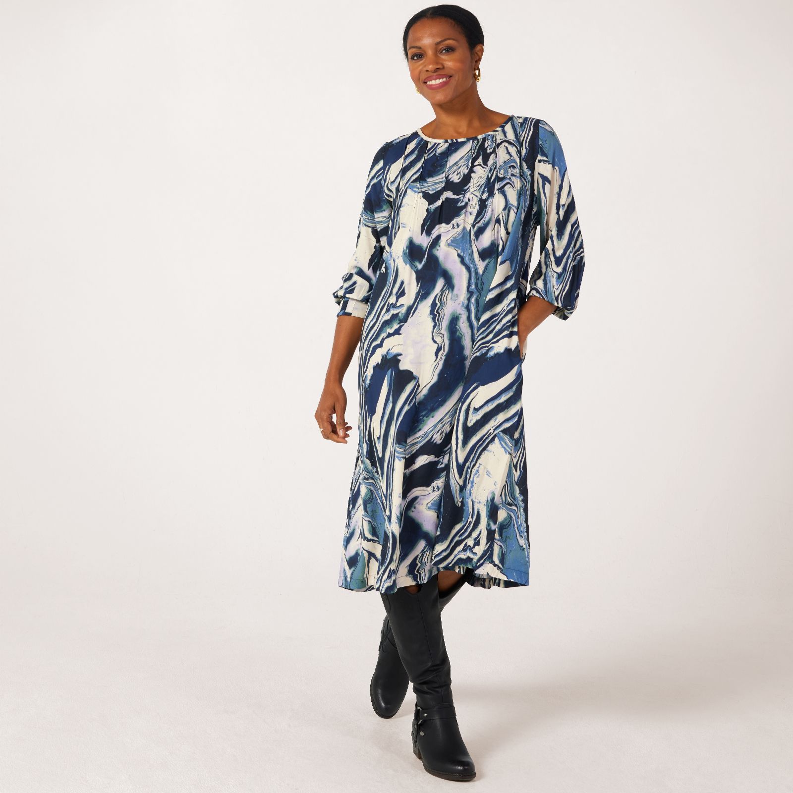 Masai Copenhagen Navola Printed Shantung A Shape Loose Fit Dress
