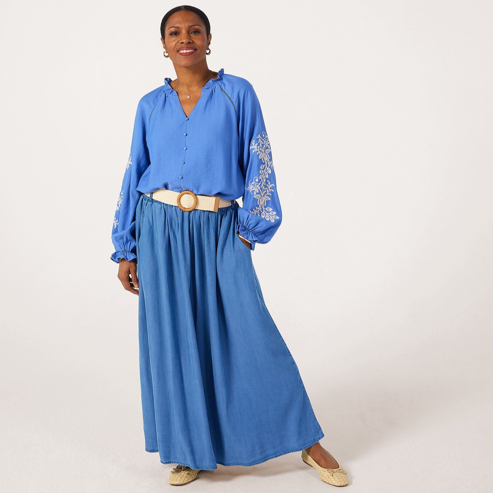 Izabel London Embroidered Sleeve Blouse