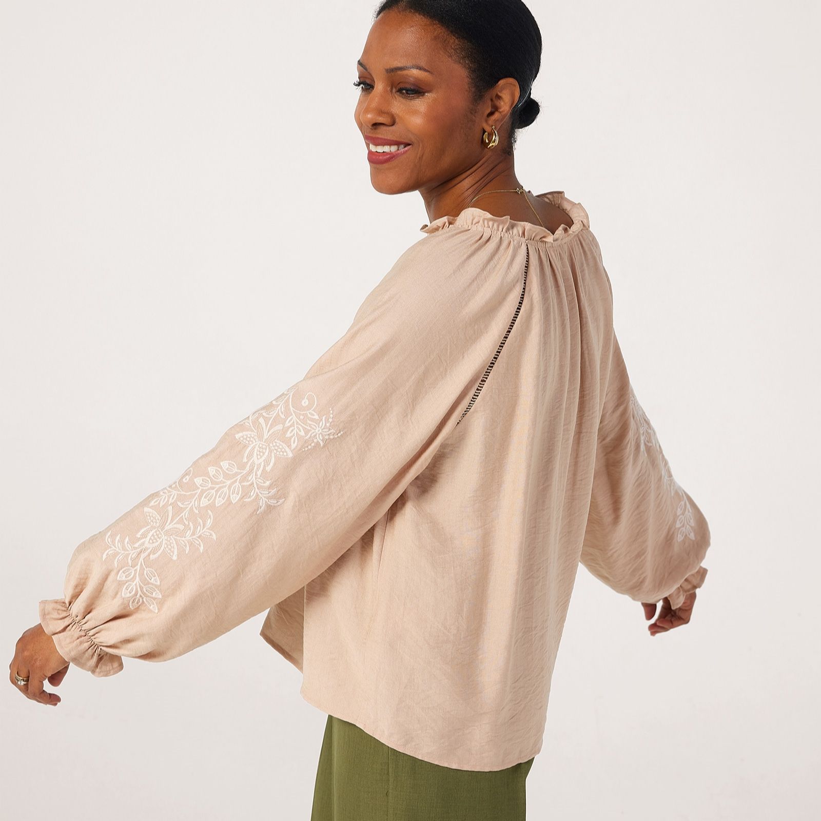 Izabel London Embroidered Sleeve Blouse