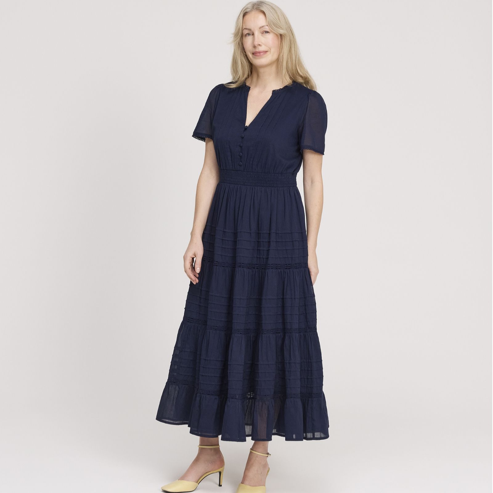 Finery London Juniper 100% Cotton Voile Tiered Dress Petite