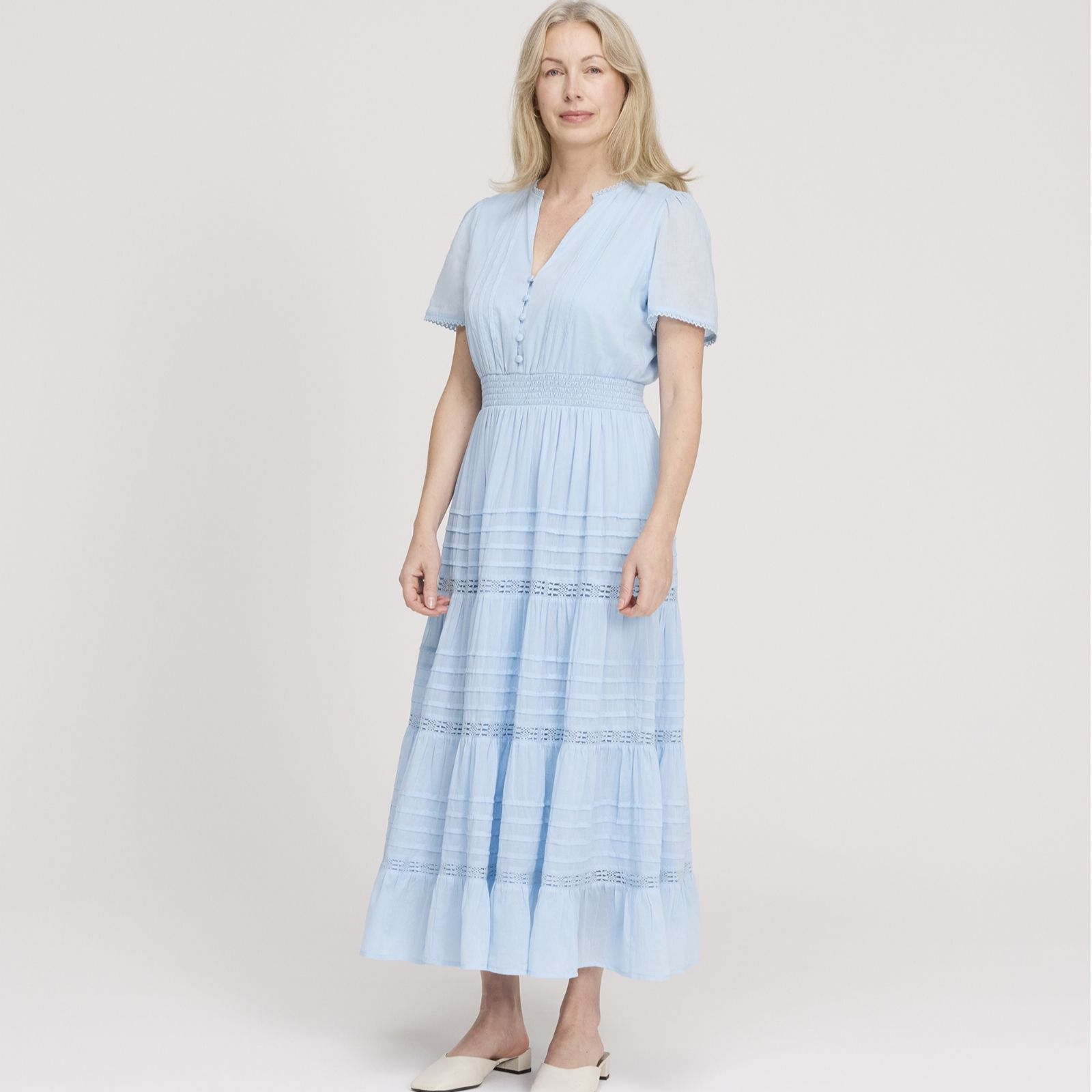 Finery London Juniper 100% Cotton Voile Tiered Dress Petite