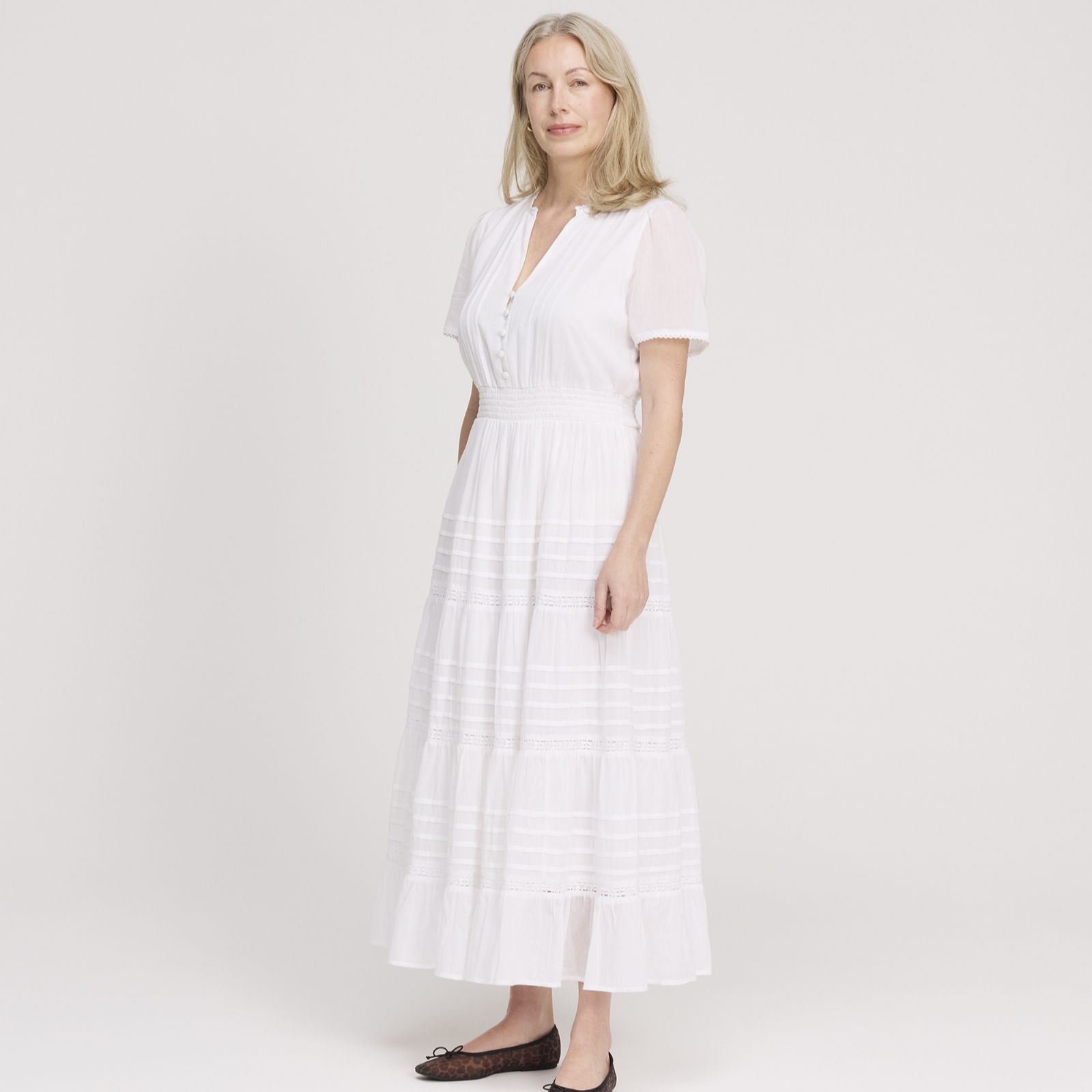 Finery London Juniper 100% Cotton Voile Tiered Dress Petite