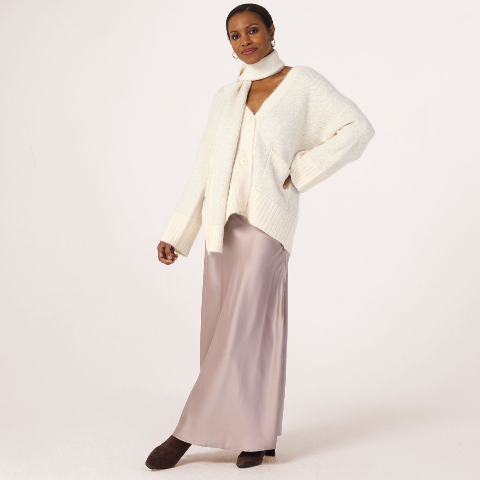 Malissa J Elasticated Waist Satin Skirt