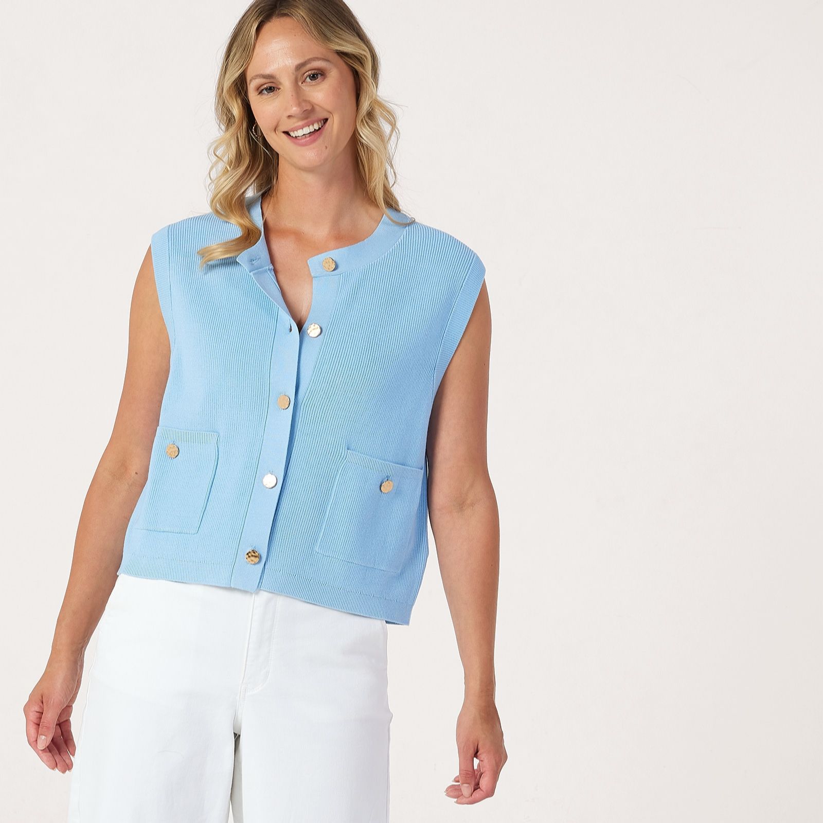 Masai Copenhagen Lossan Knit Viscose Rib Button Up Waistcoat