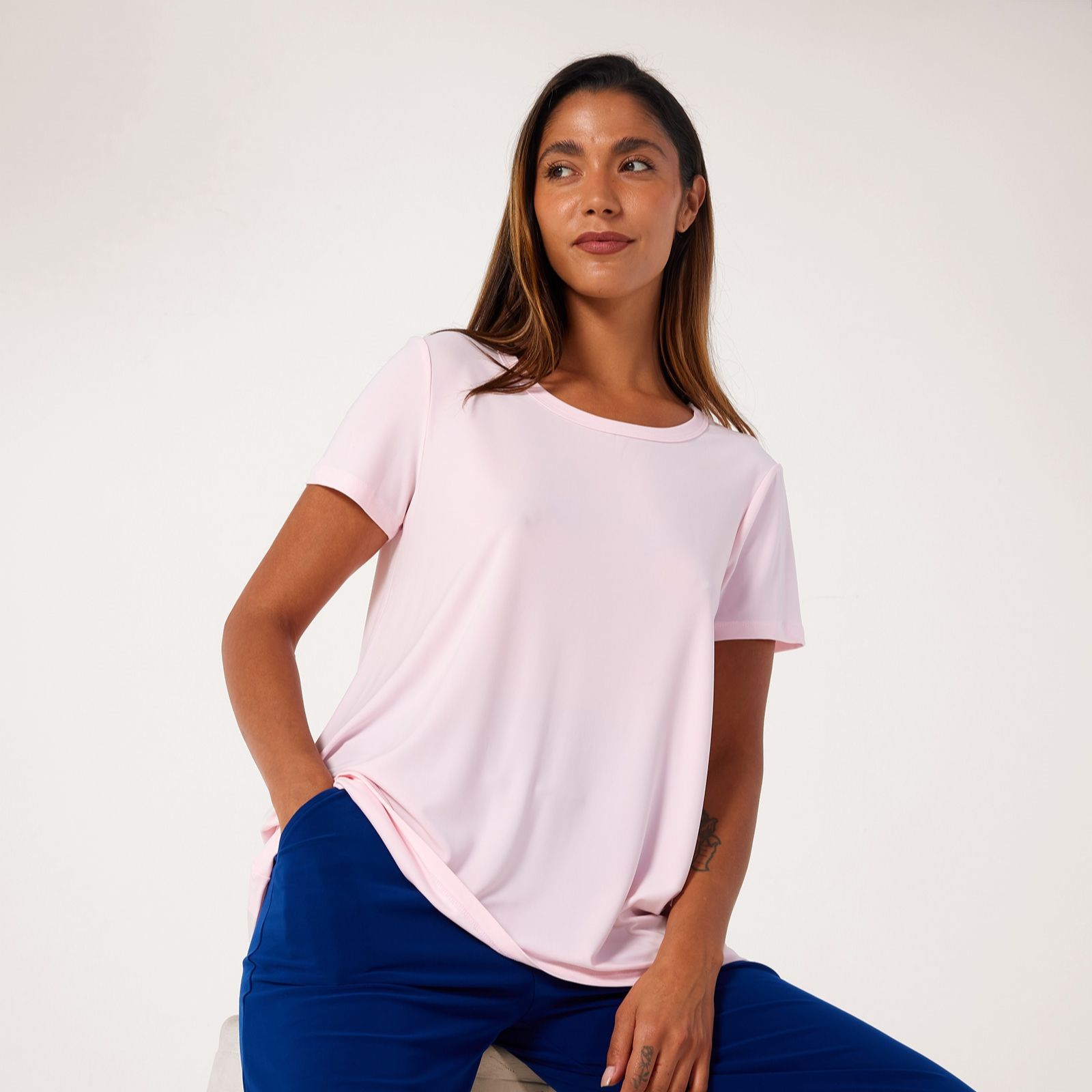 Kim & Co Brazil Jersey Short Sleeve Relaxed High Low Top