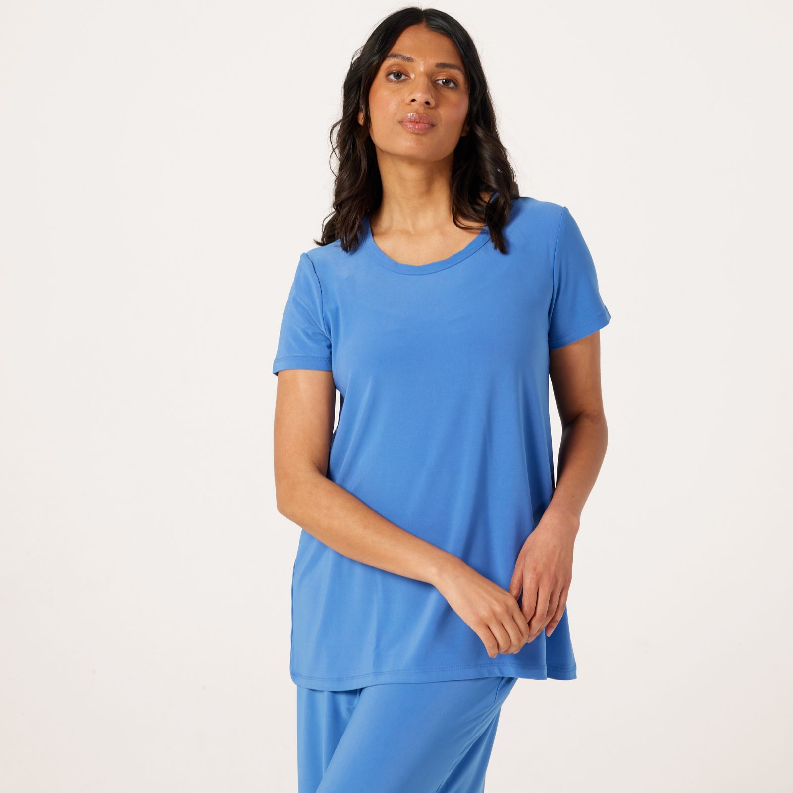 Kim & Co Brazil Jersey Short Sleeve Relaxed High Low Top