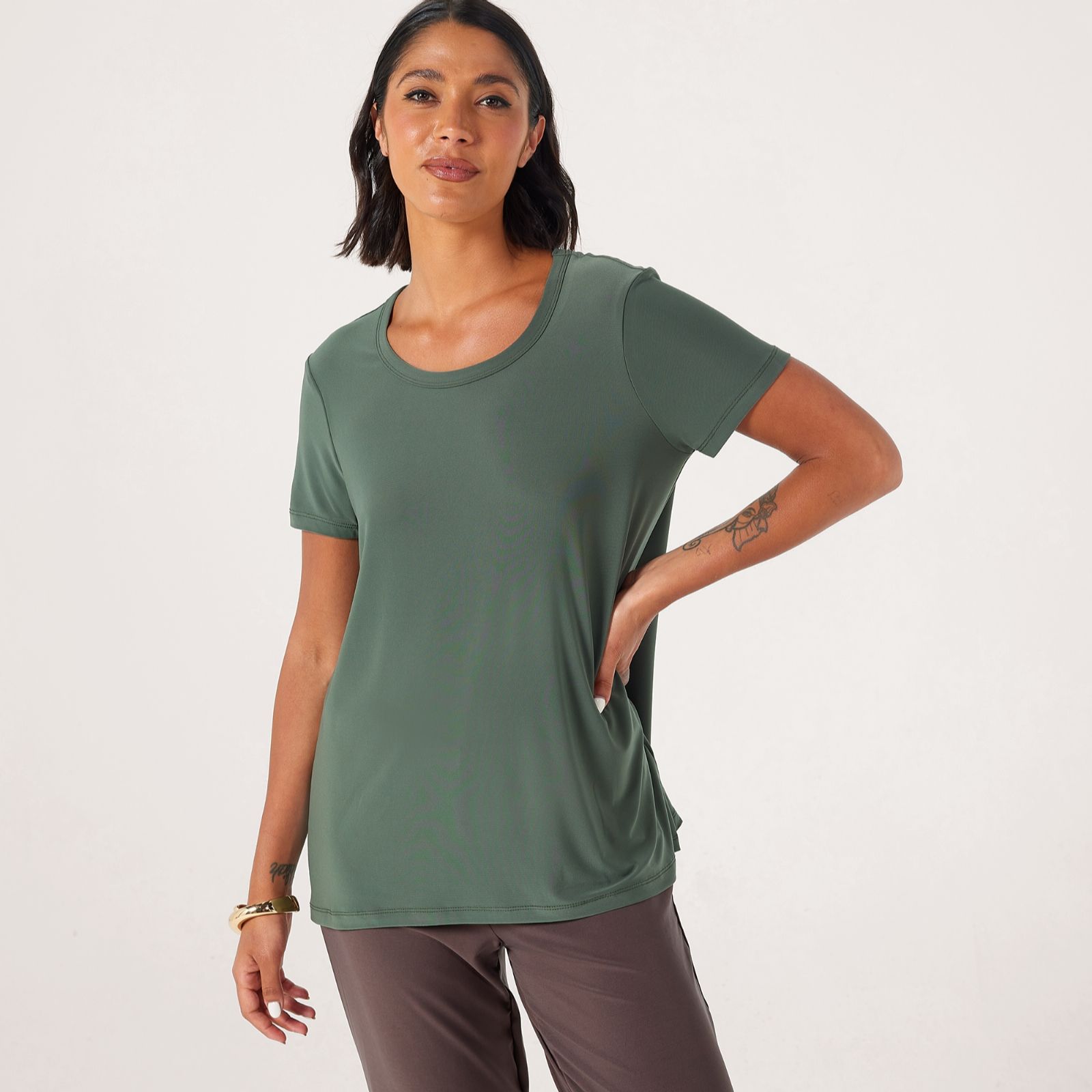 Kim & Co Brazil Jersey Short Sleeve Relaxed High Low Top